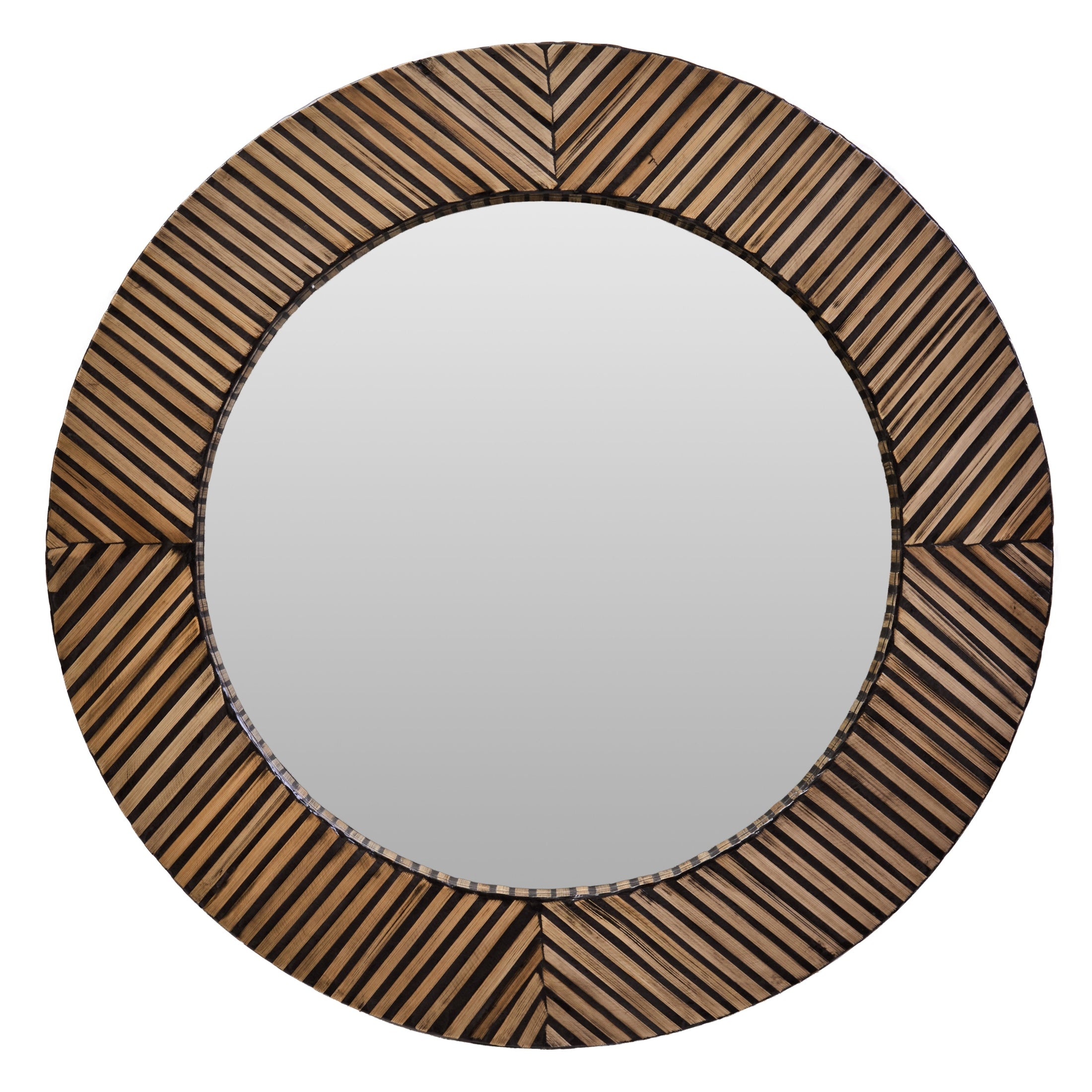 Bambrae Bamboo Inlay Round Wall Mirror  Nicholas John Interiors