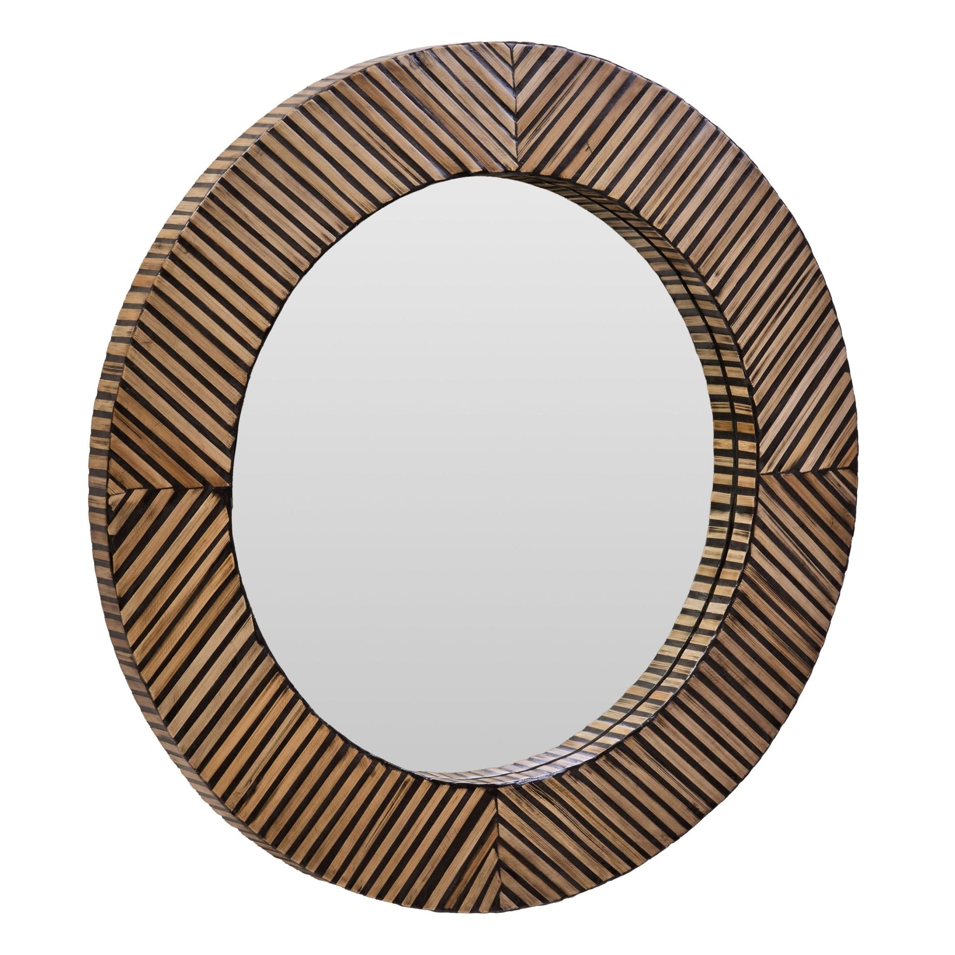 Bambrae Bamboo Inlay Round Wall Mirror  Nicholas John Interiors