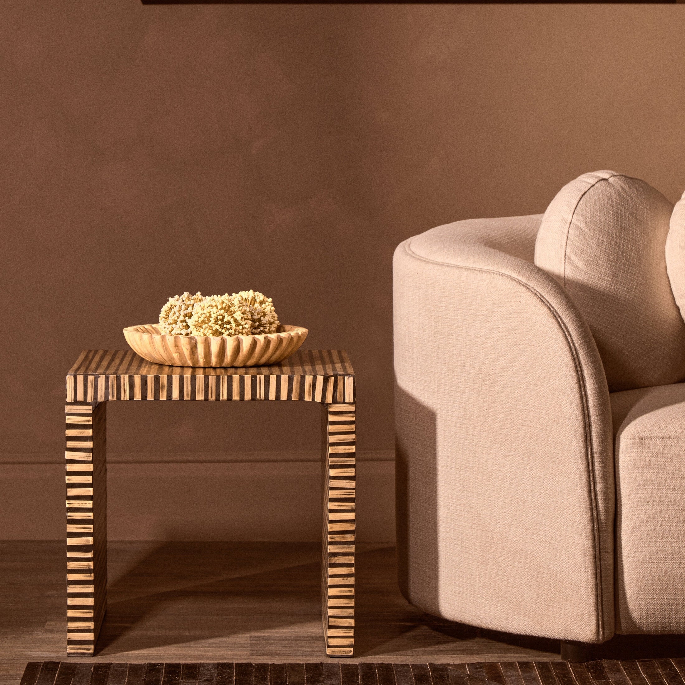 Bambrae Bamboo Inlay Side Table  Nicholas John Interiors