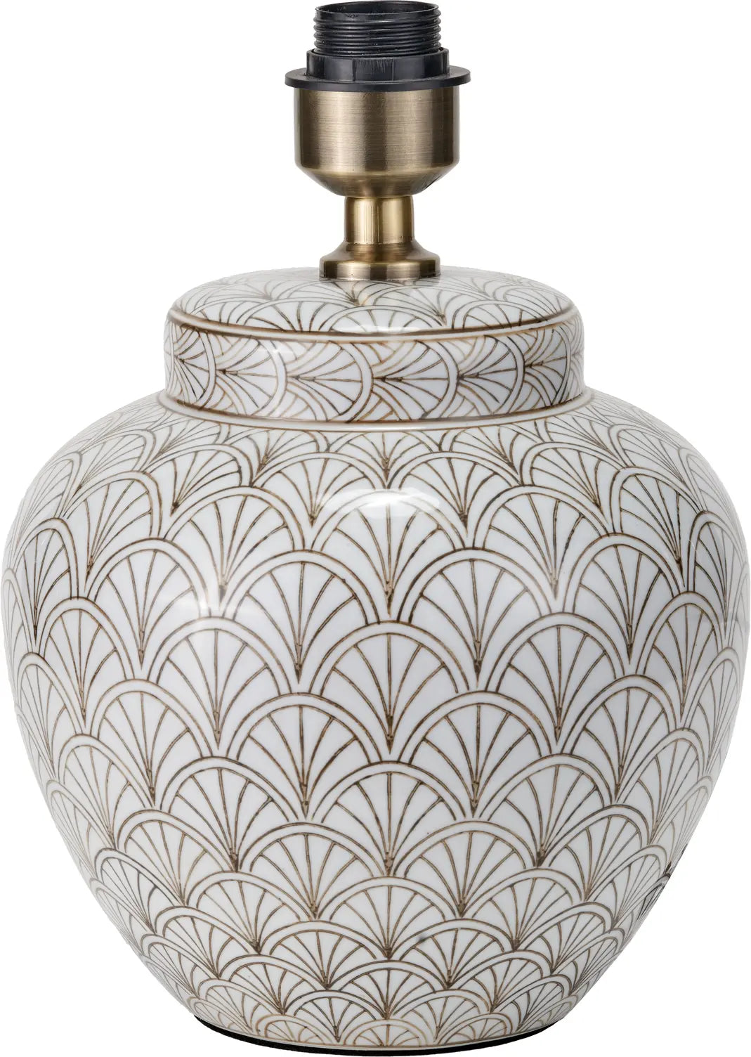 Barbier White Art Deco Fan Ceramic Table Lamp Base   Nicholas John Interiors