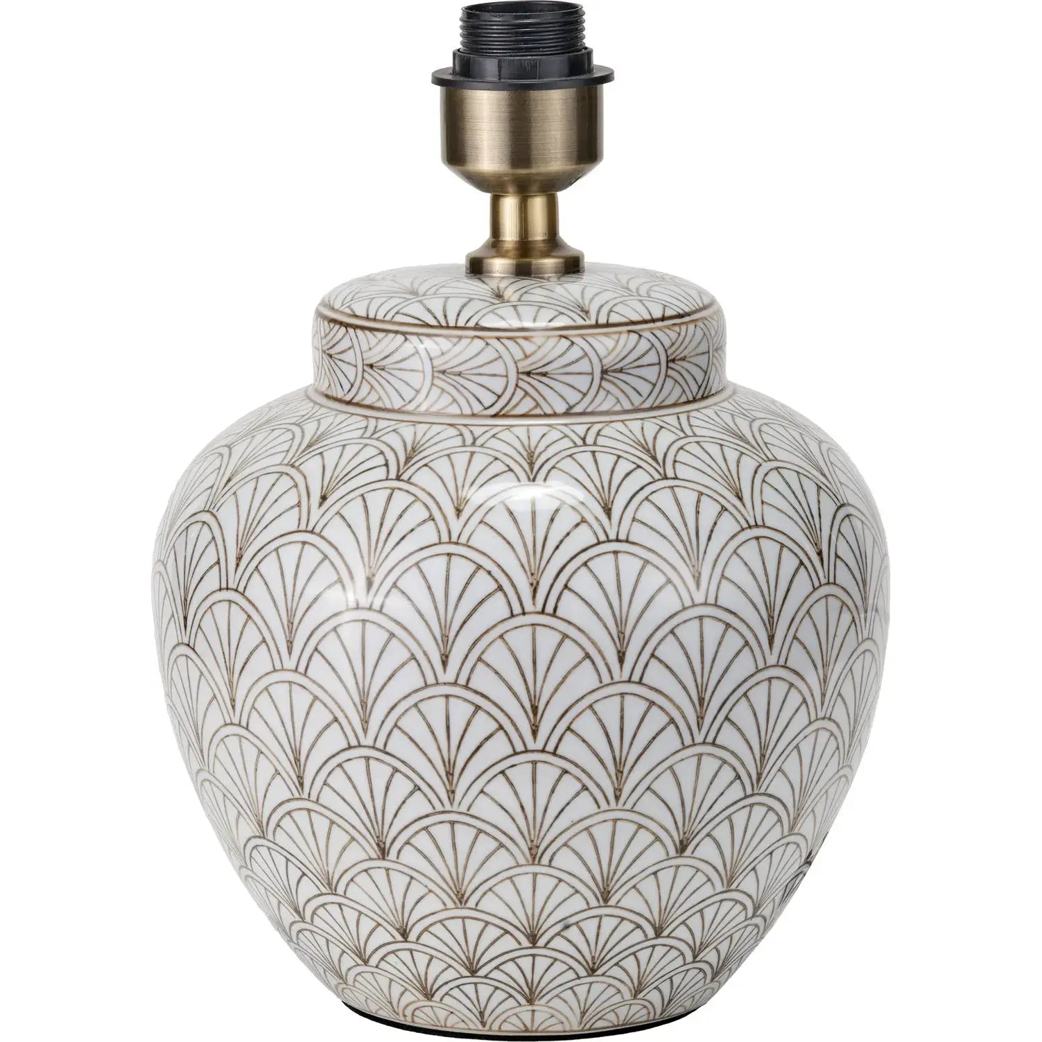 Barbier White Art Deco Fan Ceramic Table Lamp Base   Nicholas John Interiors