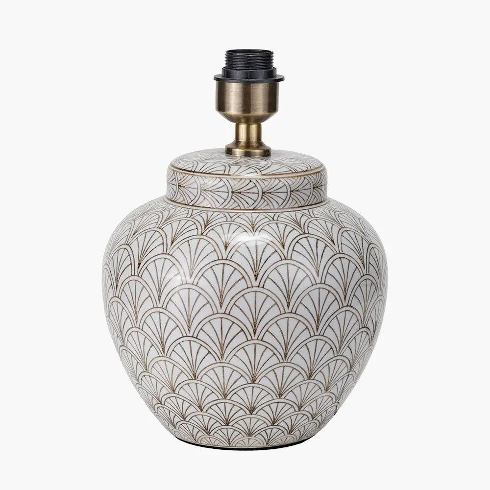 Barbier White Art Deco Fan Ceramic Table Lamp Base   Nicholas John Interiors