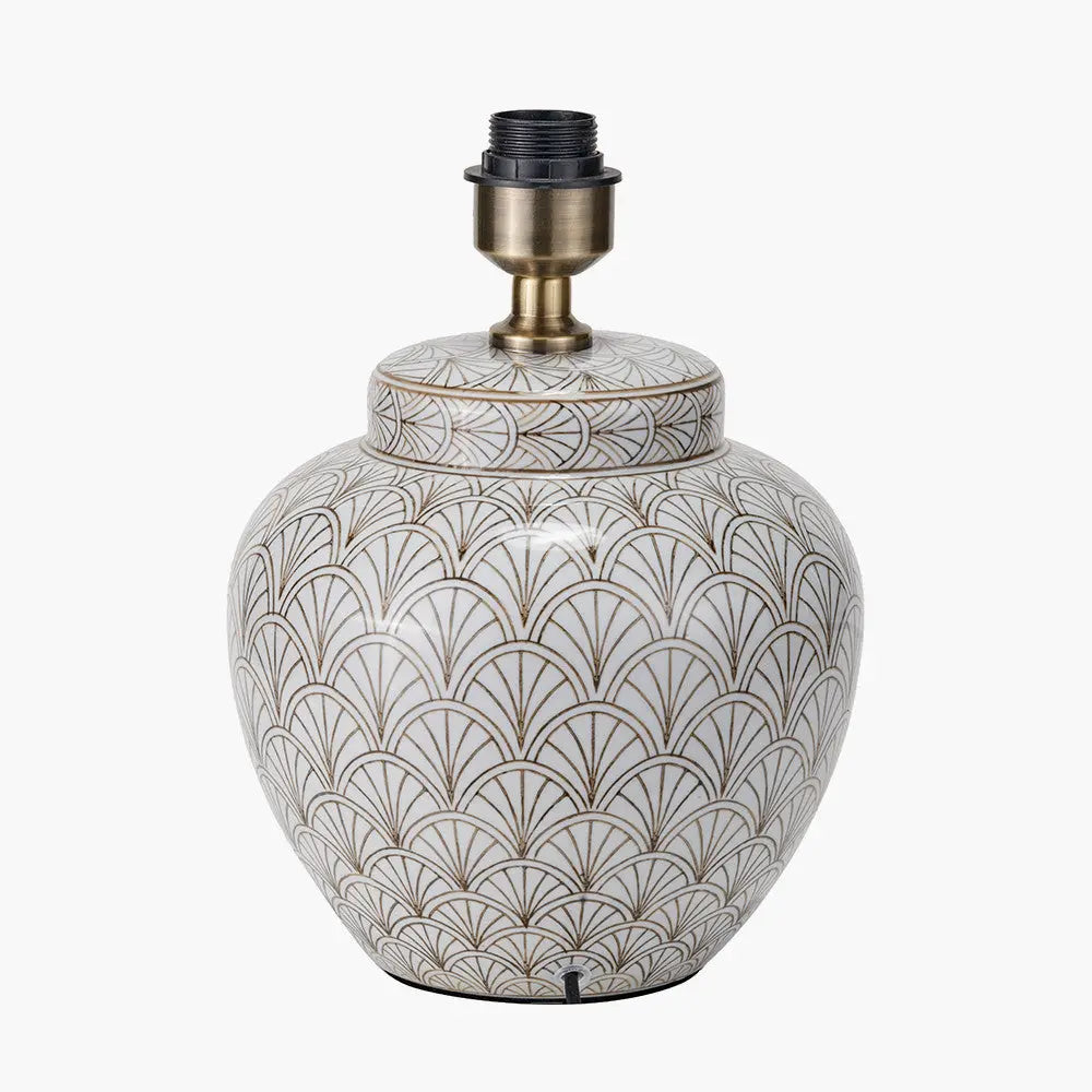 Barbier White Art Deco Fan Ceramic Table Lamp Base   Nicholas John Interiors