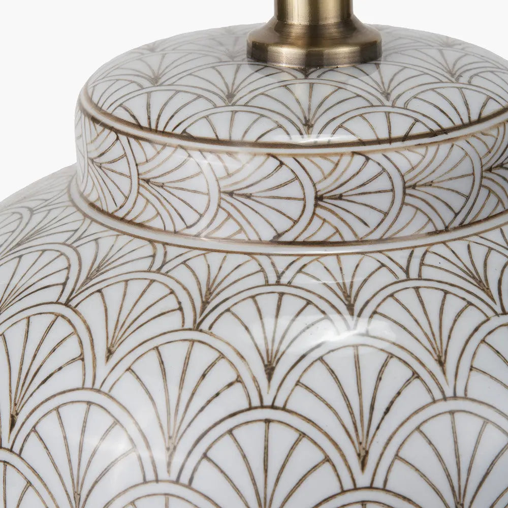 Barbier White Art Deco Fan Ceramic Table Lamp Base   Nicholas John Interiors