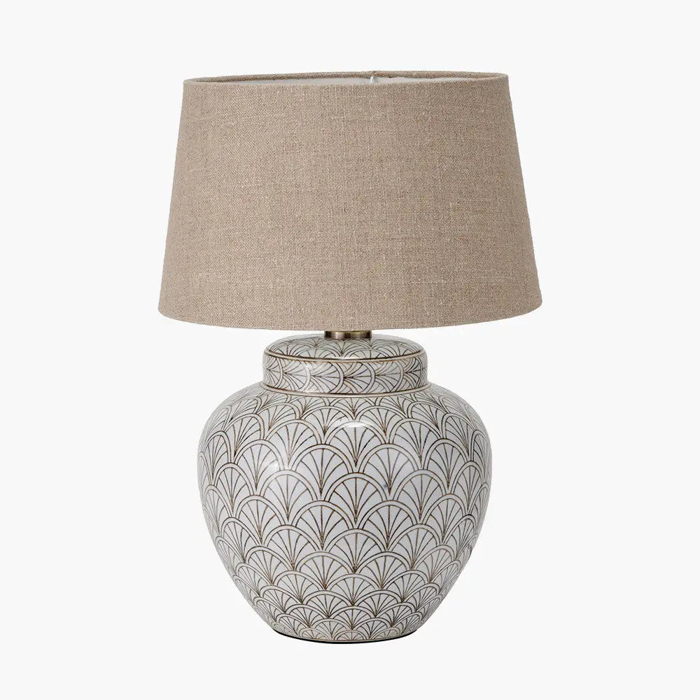 Barbier White Art Deco Fan Ceramic Table Lamp Base   Nicholas John Interiors