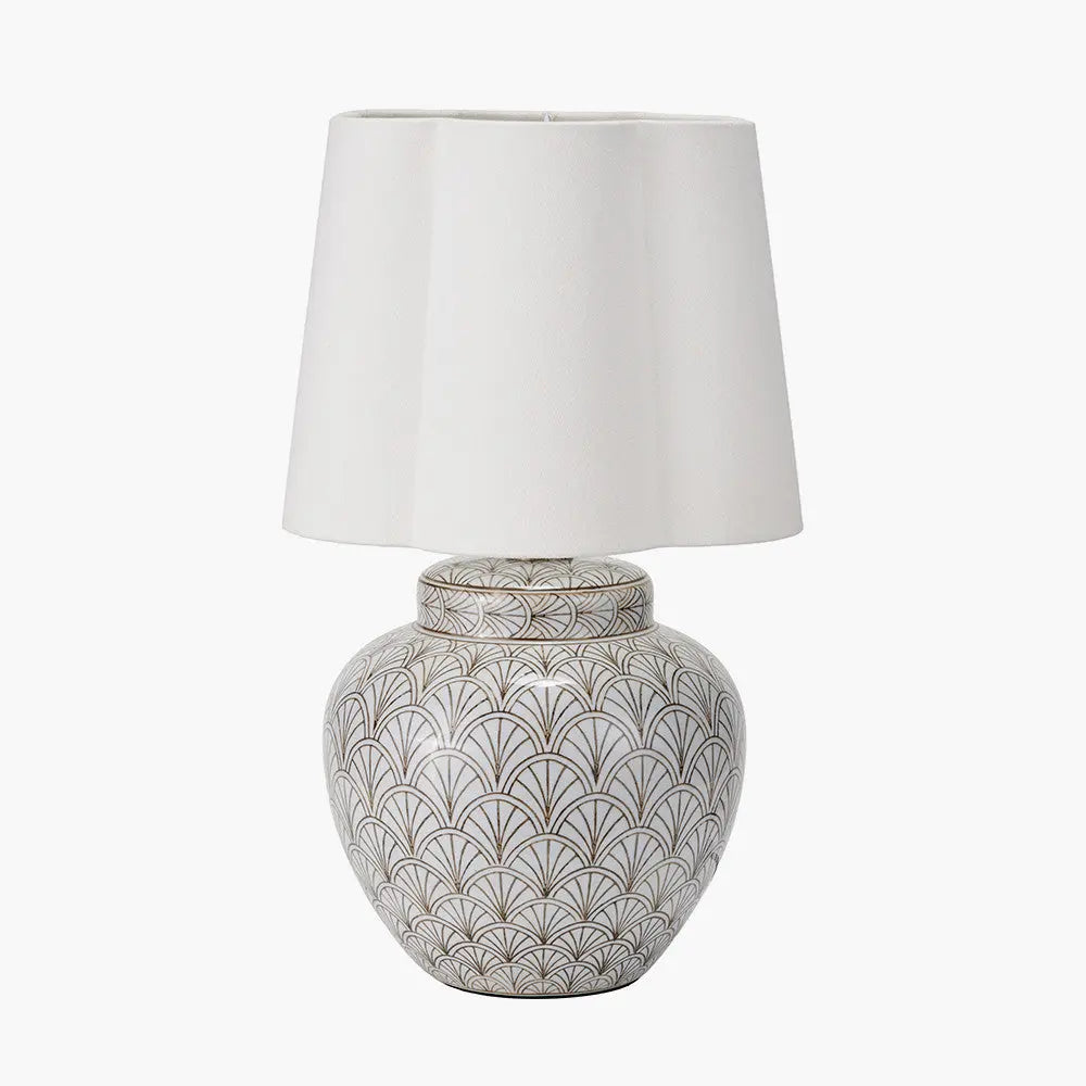 Barbier White Art Deco Fan Ceramic Table Lamp Base   Nicholas John Interiors