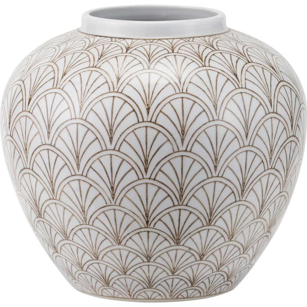 Barbier White Art Deco Fan Ceramic Vase   Nicholas John Interiors