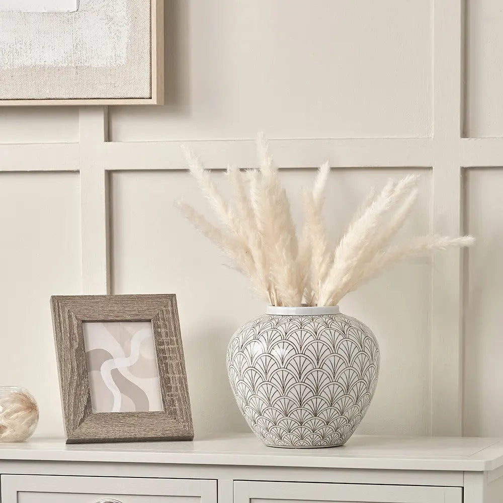 Barbier White Art Deco Fan Ceramic Vase   Nicholas John Interiors