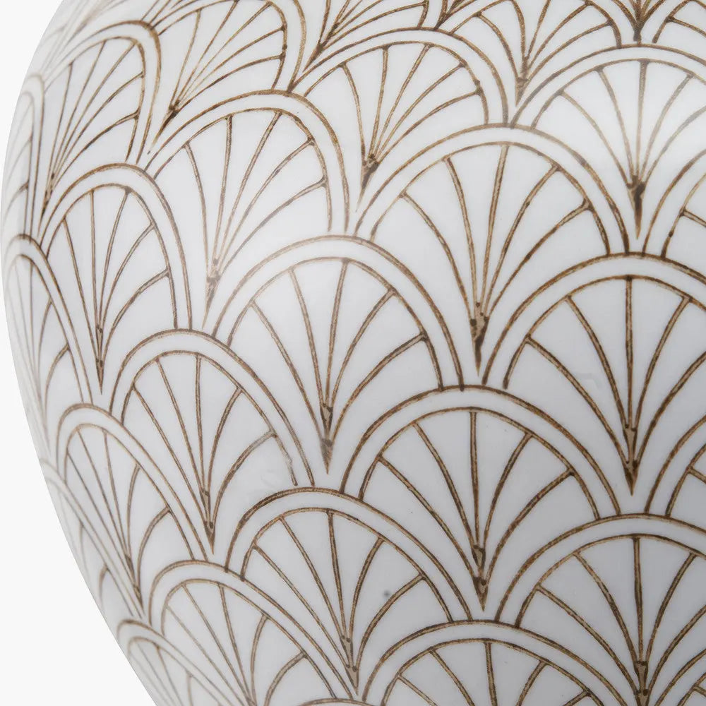 Barbier White Art Deco Fan Ceramic Vase   Nicholas John Interiors