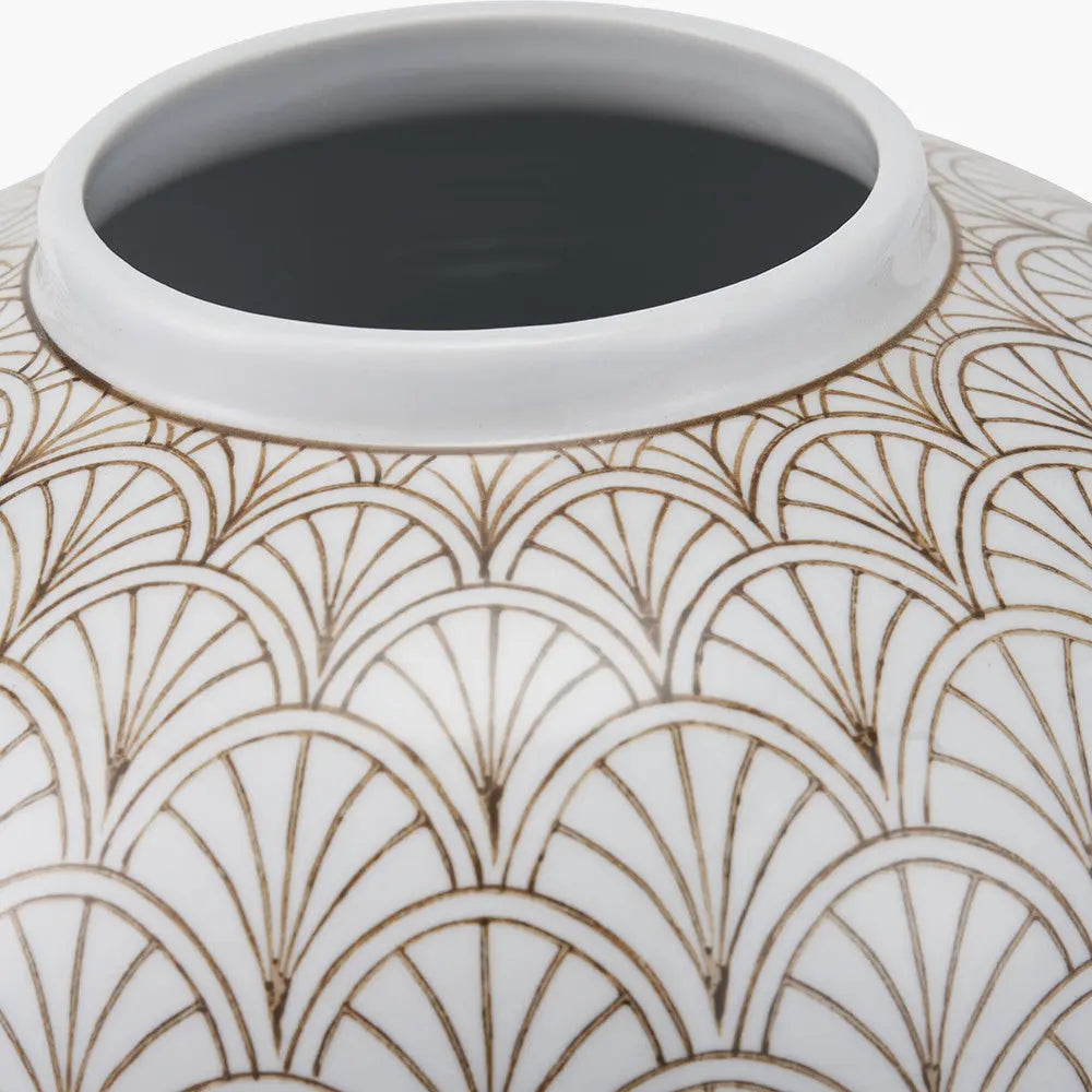 Barbier White Art Deco Fan Ceramic Vase   Nicholas John Interiors