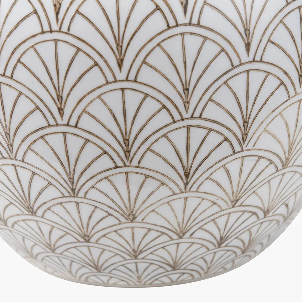 Barbier White Art Deco Fan Ceramic Vase   Nicholas John Interiors
