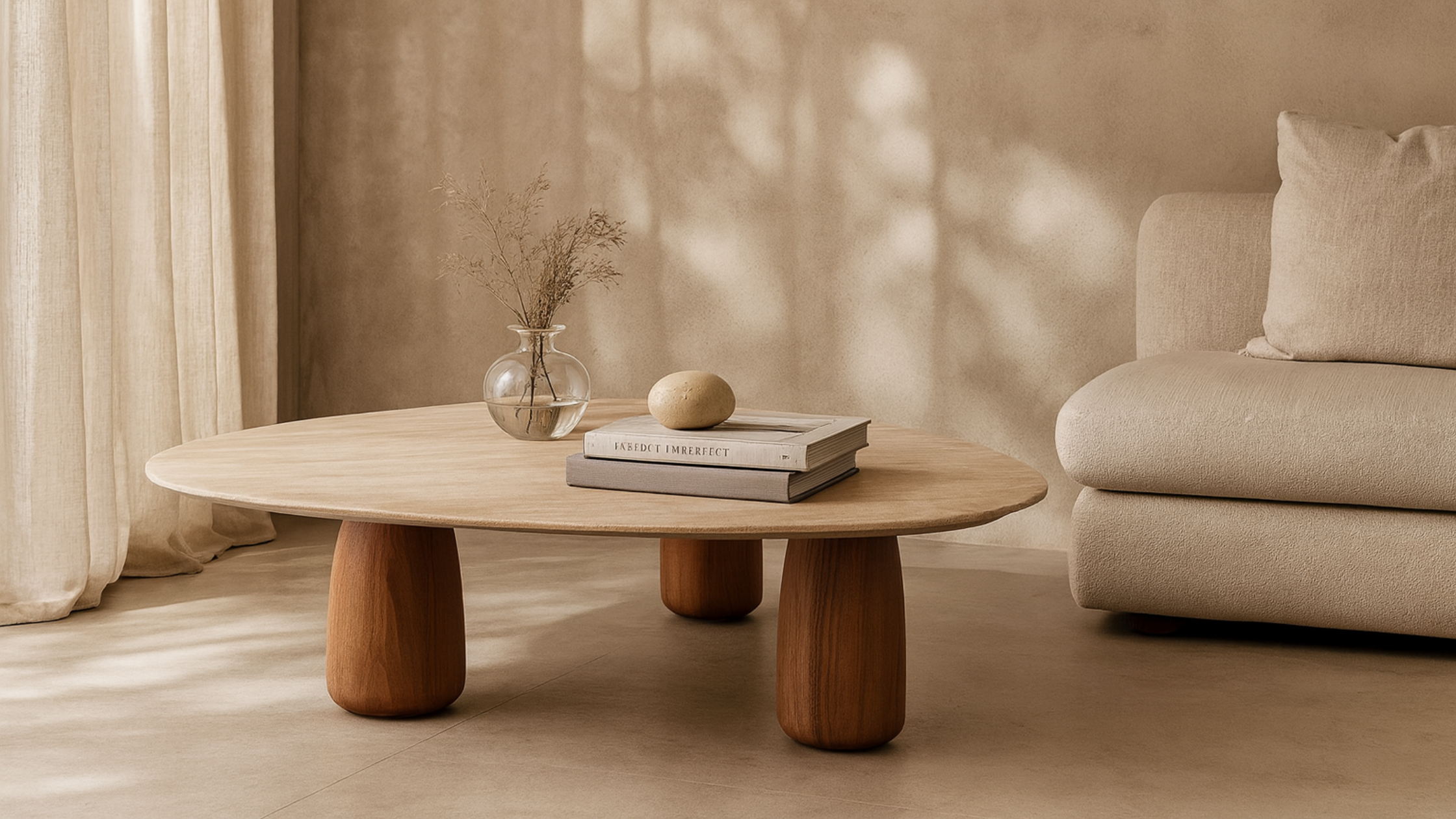 Tommy Franks Basilca Coffee Table - Walnut Travertine   Nicholas John Interiors