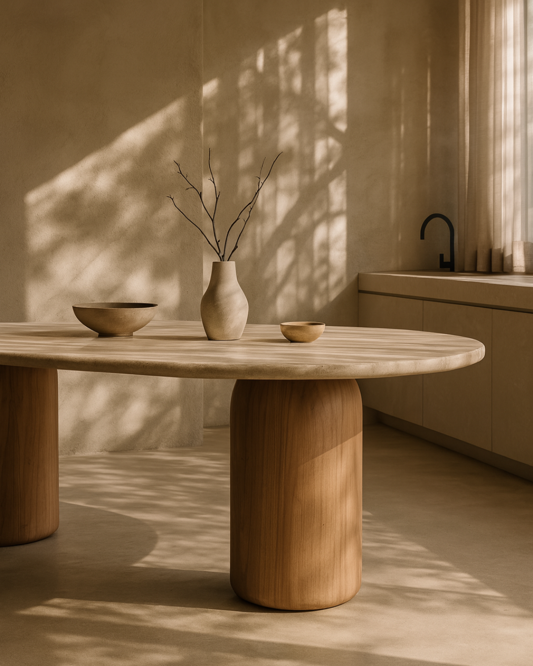 Basilca Dining Table 270 - Walnut Travertine   Nicholas John Interiors
