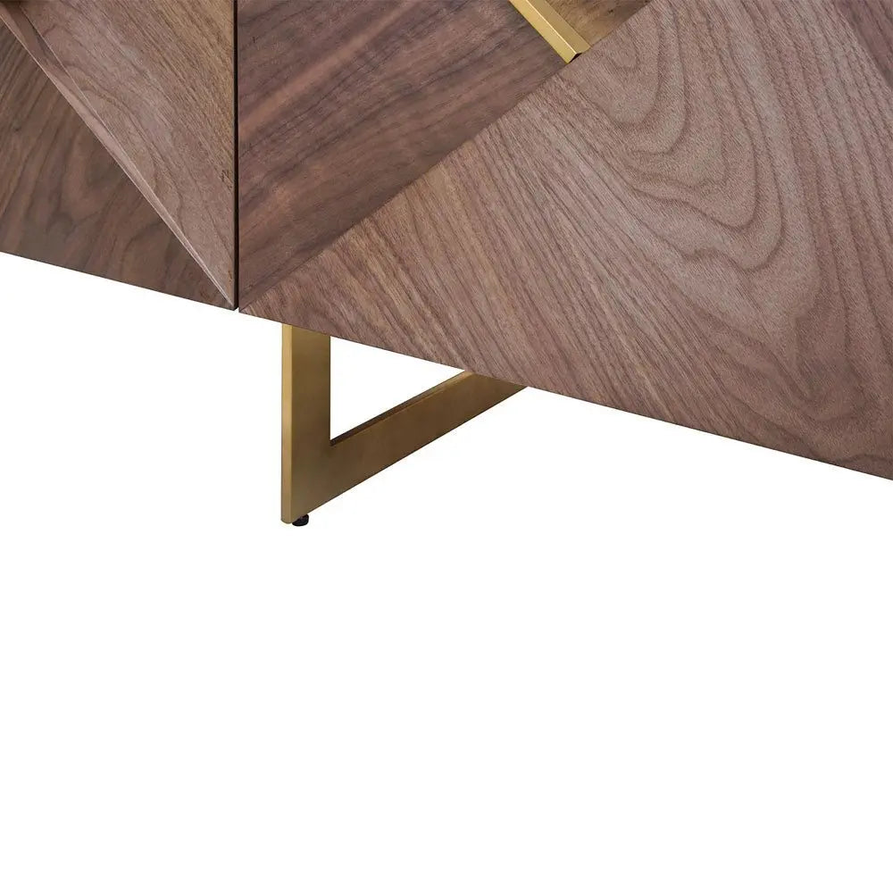 Belgravia 4 Door Light Walnut and Gold Trim Media Unit Media Unit