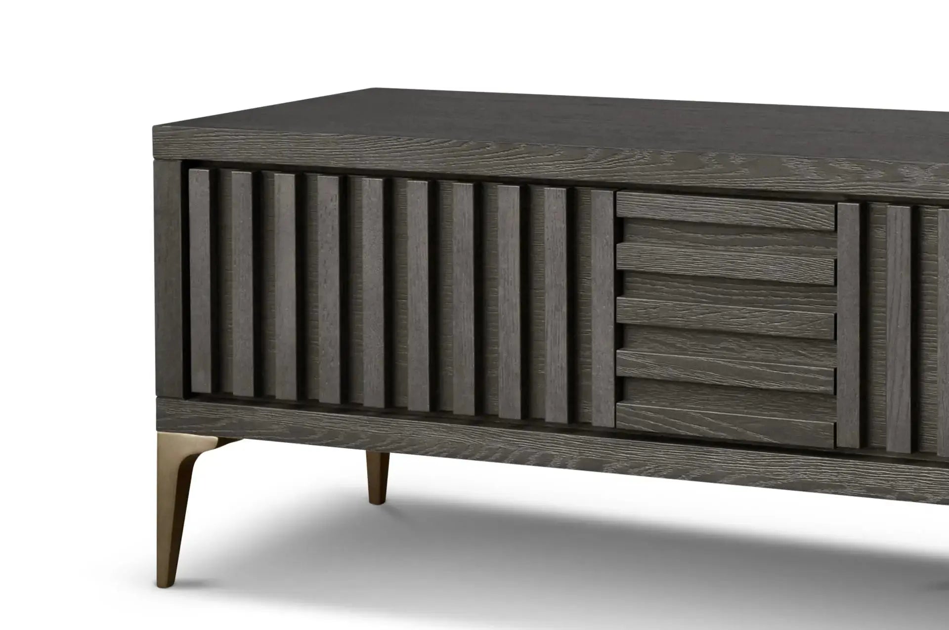 Berkeley Designs Kyoto Media Unit – Grey Oak with Brass Detailing - Outlet   Nicholas John Interiors