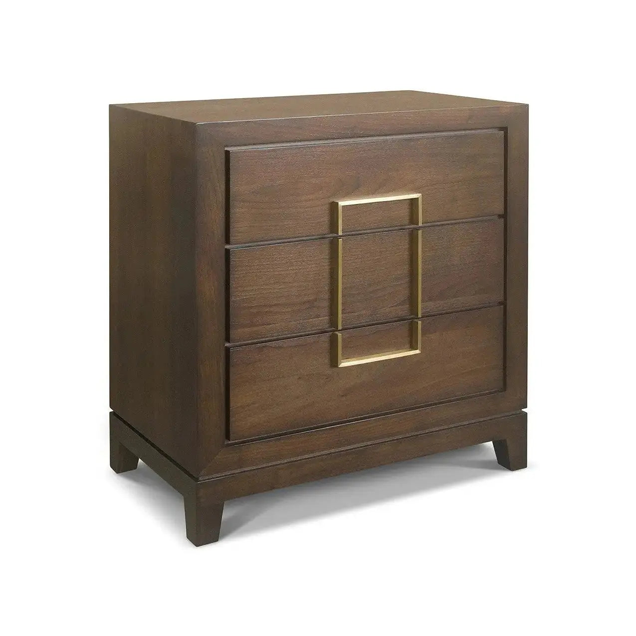 Berkeley Designs Lucca 3-Drawer Walnut Veneer Chest with Brass Handles   Nicholas John Interiors