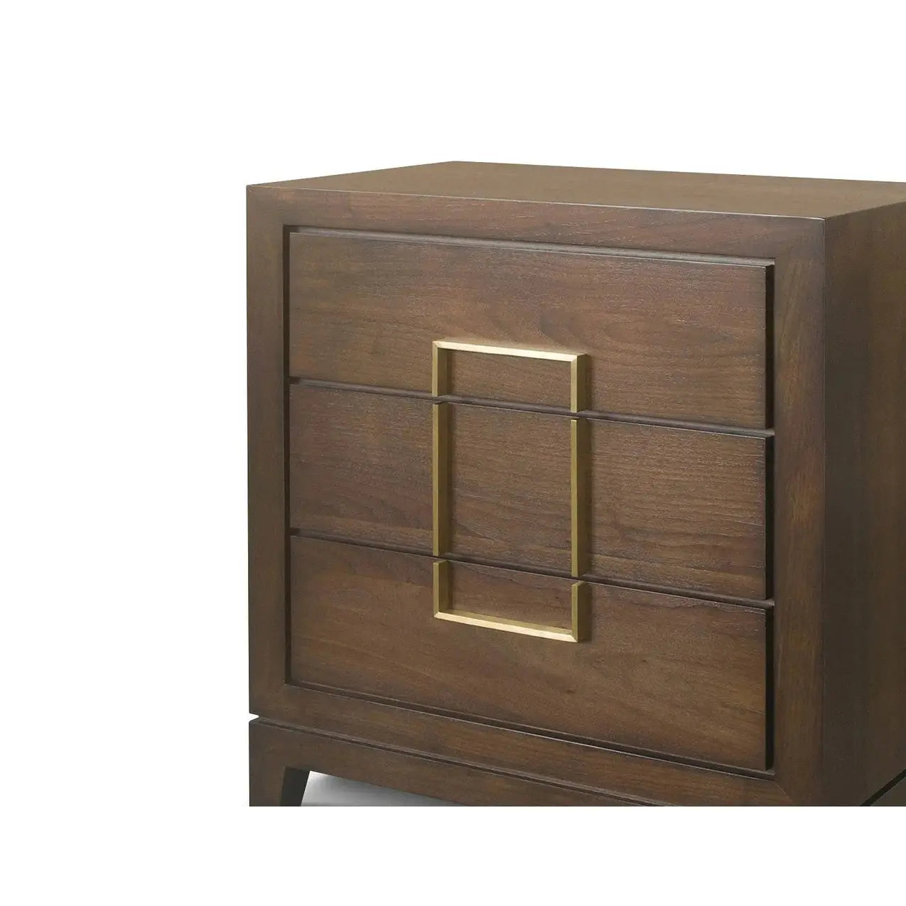 Berkeley Designs Lucca 3-Drawer Walnut Veneer Chest with Brass Handles   Nicholas John Interiors