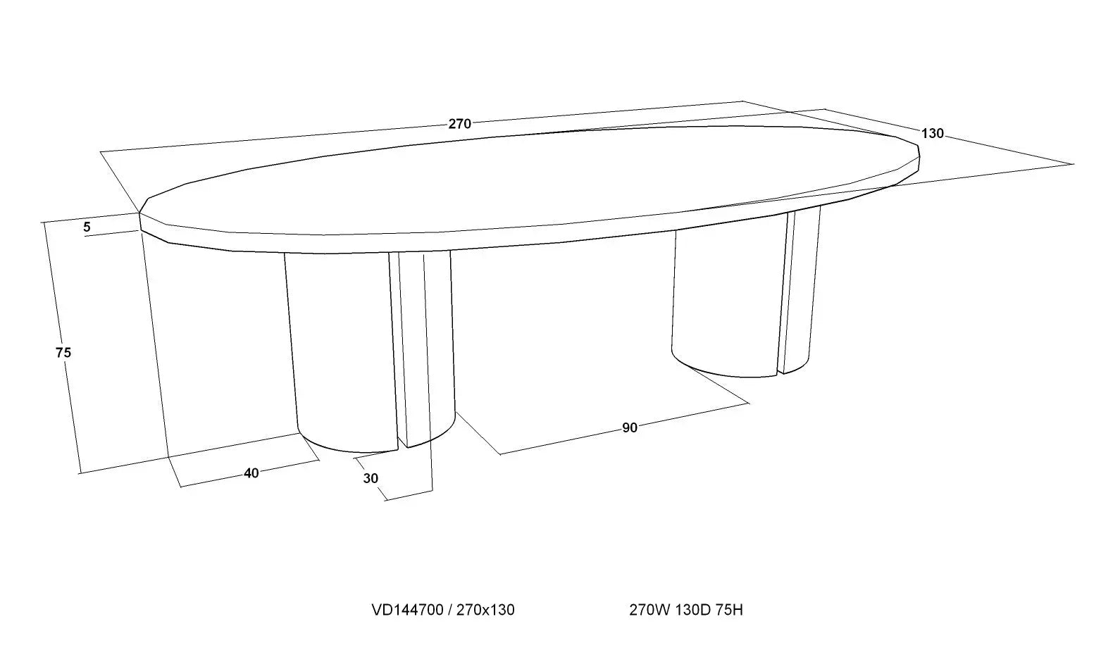Berkeley Designs Lugano Oval Dark Oak Dining Table