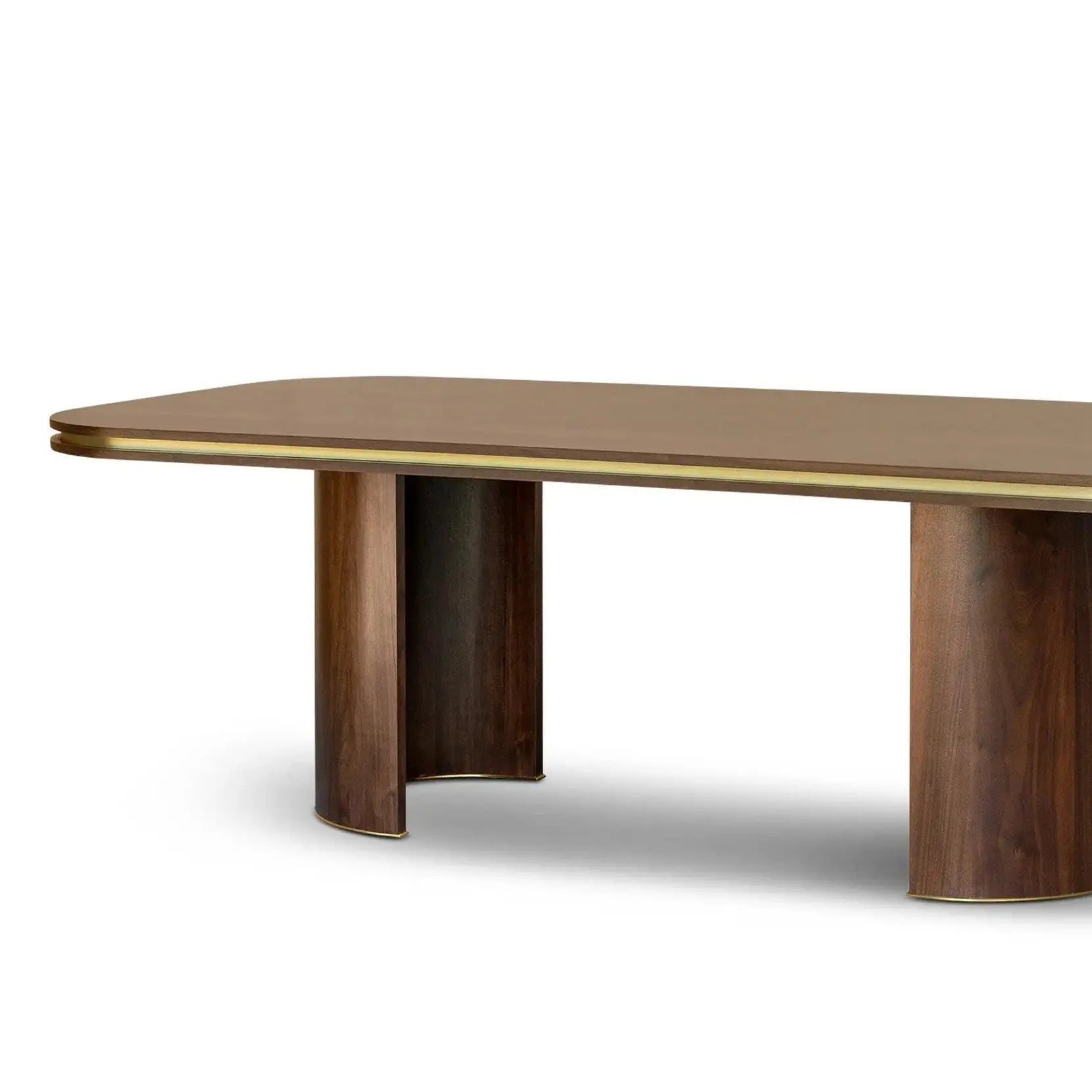 Berkeley Designs Malibu Dining Table in Natrual Walnut and Brass - 240cm   Nicholas John Interiors