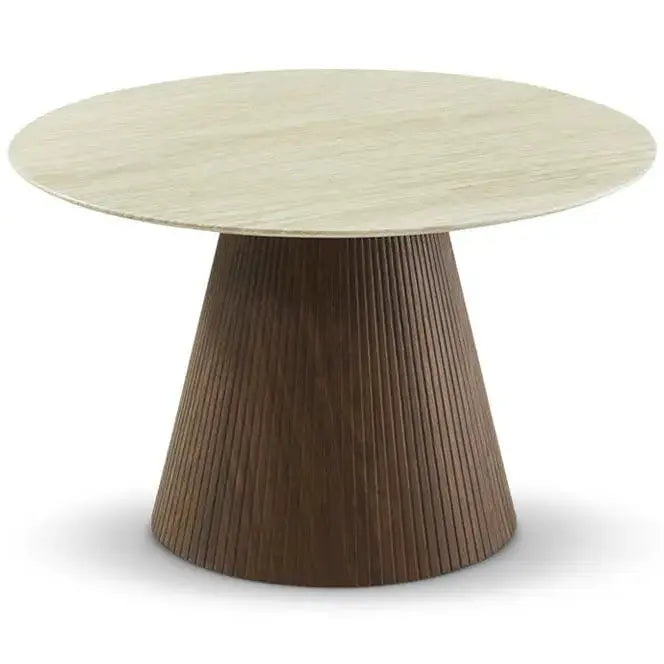 Berkeley Designs Milan Round Marble Dining Table – Walnut Pedestal Base   Nicholas John Interiors