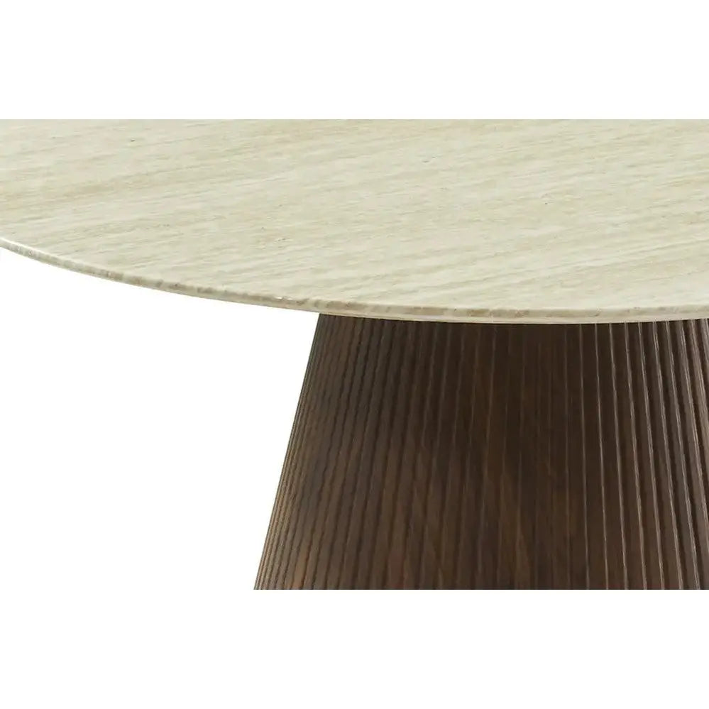 Berkeley Designs Milan Round Marble Dining Table – Walnut Pedestal Base   Nicholas John Interiors