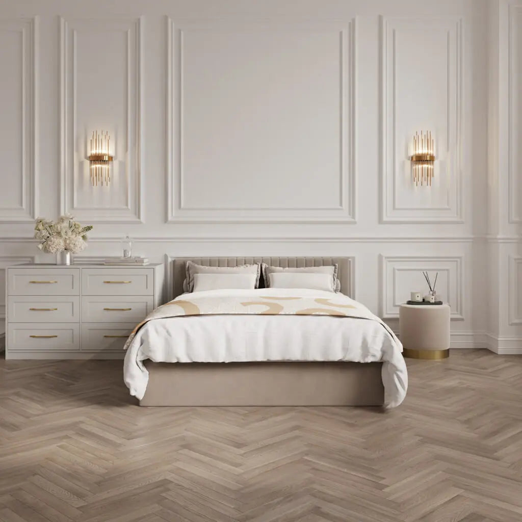 Berlin Beige Tall Bed   Nicholas John Interiors
