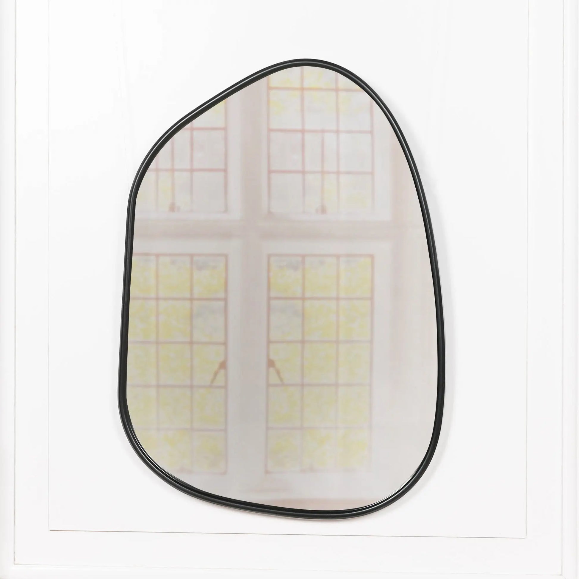 Black Framed Asymmetrical Wall Mirror   Nicholas John Interiors