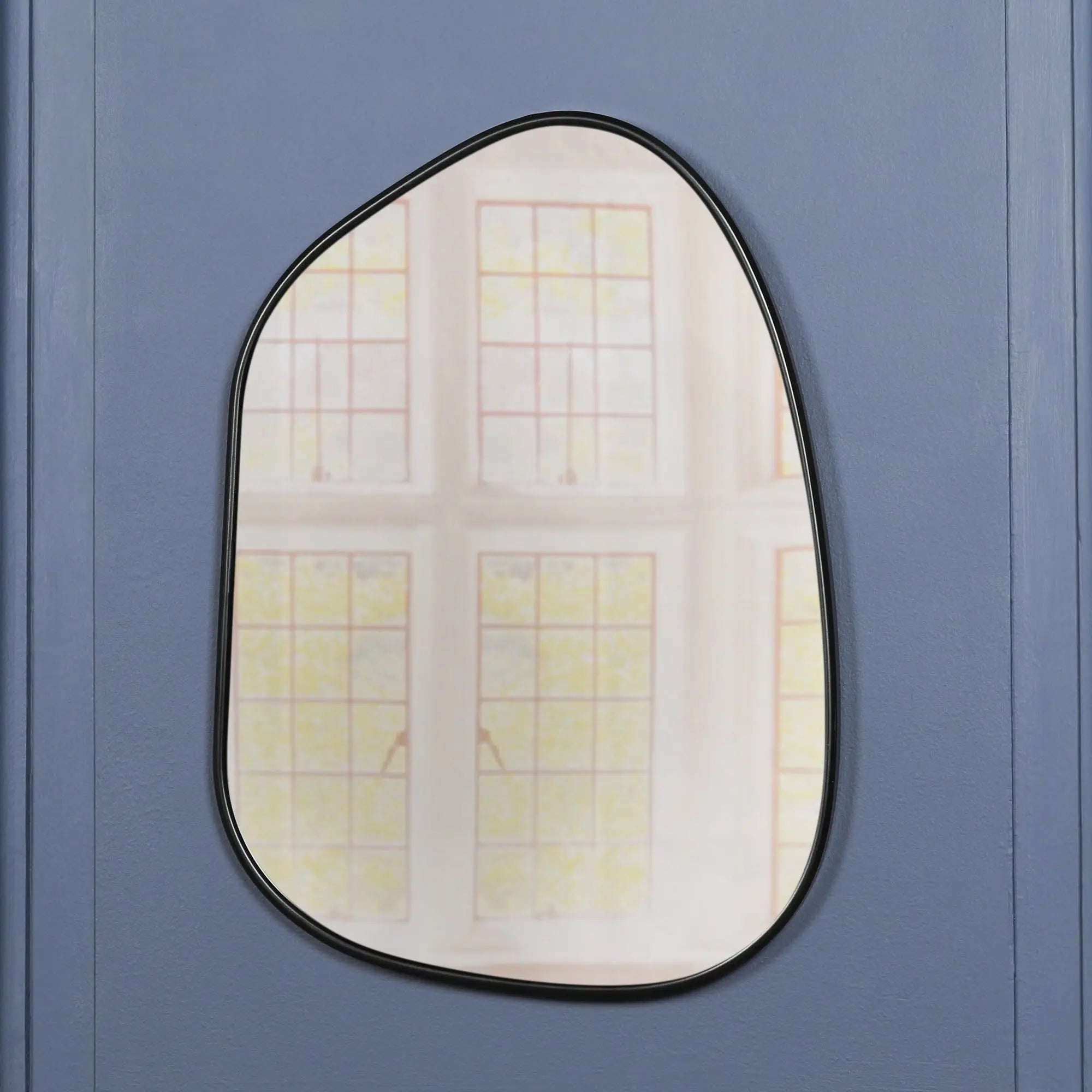 Black Framed Asymmetrical Wall Mirror   Nicholas John Interiors