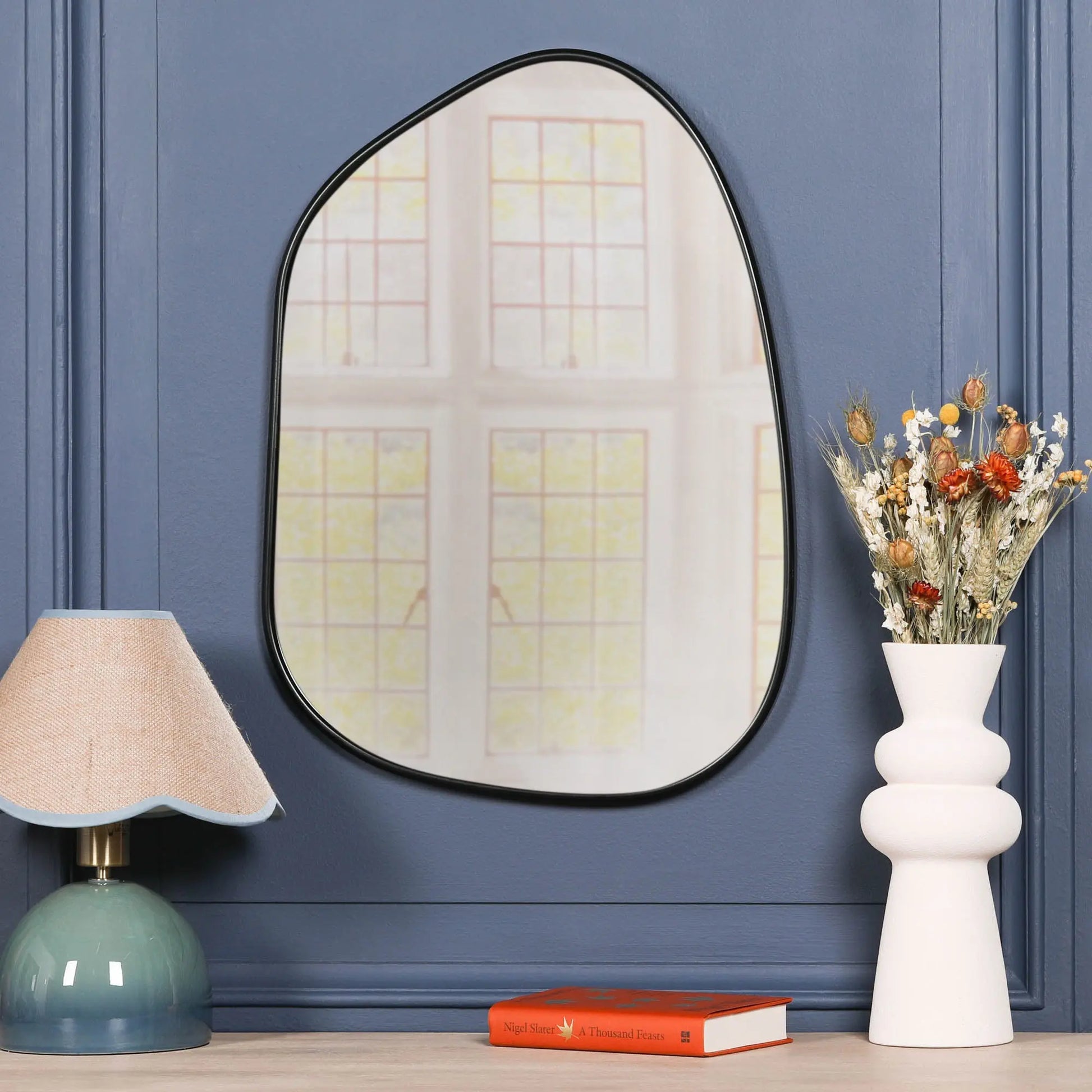 Black Framed Asymmetrical Wall Mirror   Nicholas John Interiors