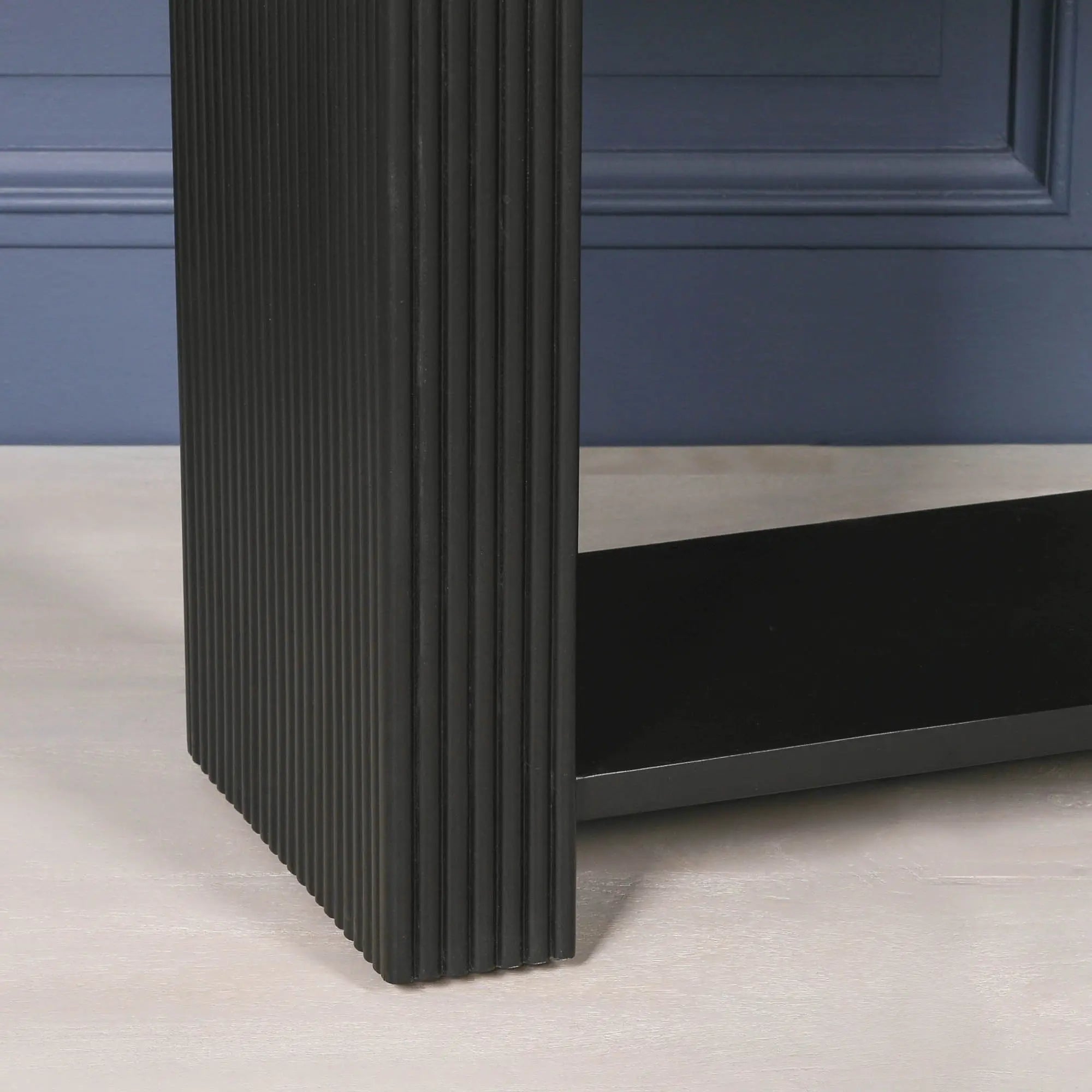 Black Painted Acacia Fluted Console Table   Nicholas John Interiors