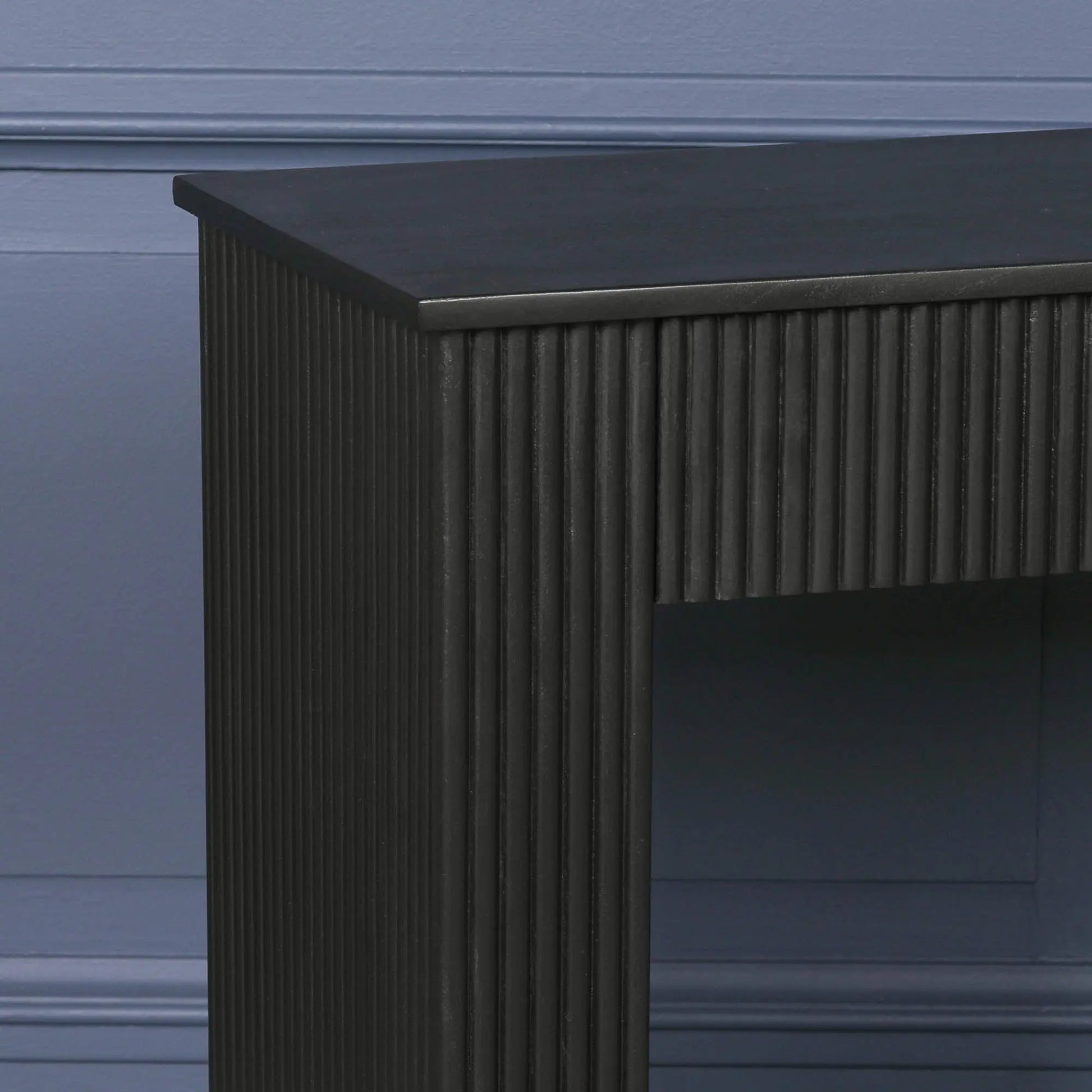 Black Painted Acacia Fluted Console Table   Nicholas John Interiors