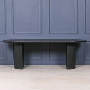 Black Painted Acacia Fluted Oval Dining Table   Nicholas John Interiors