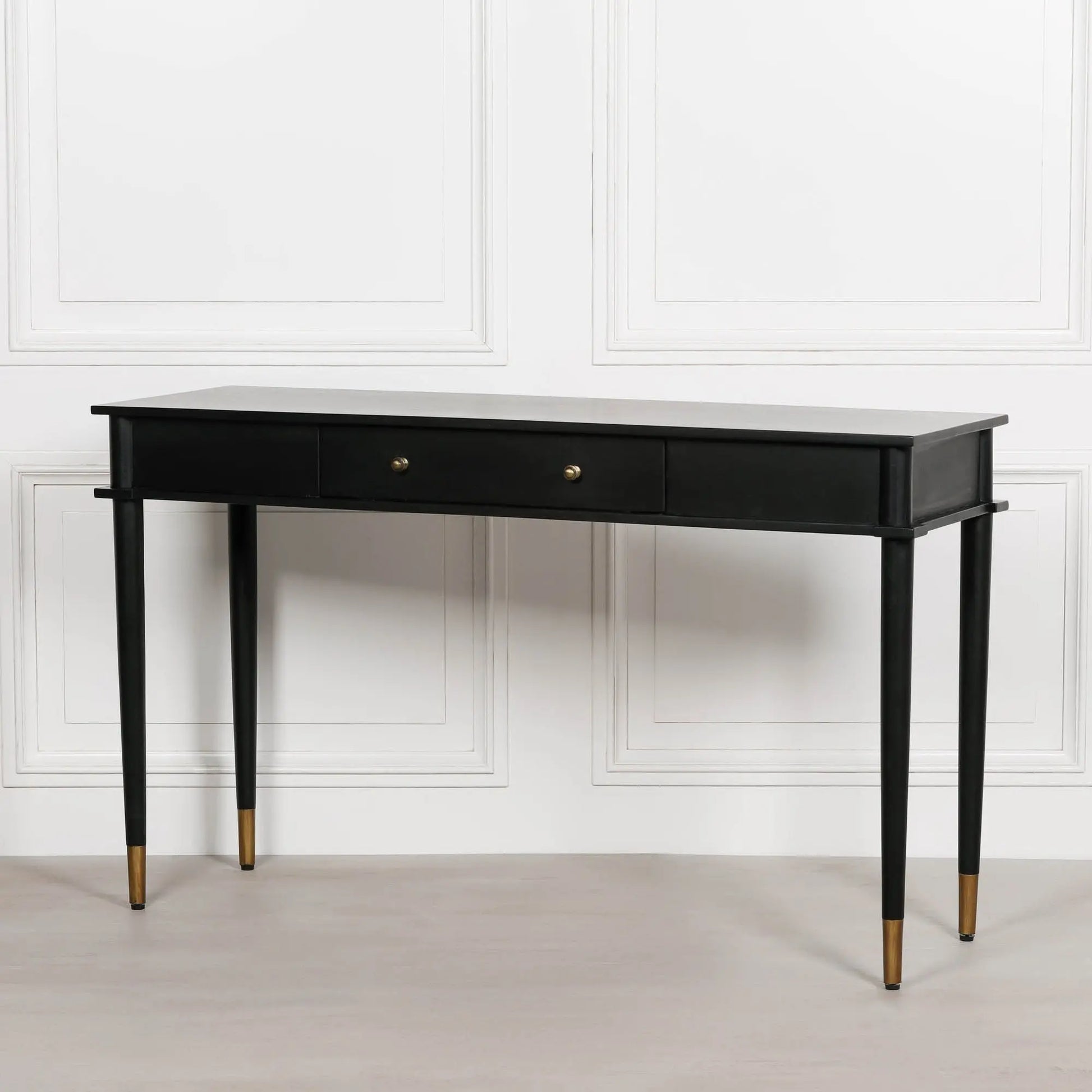 Black Painted Console Table – Handcrafted White Cedar Console with Brass Detailing   Nicholas John Interiors