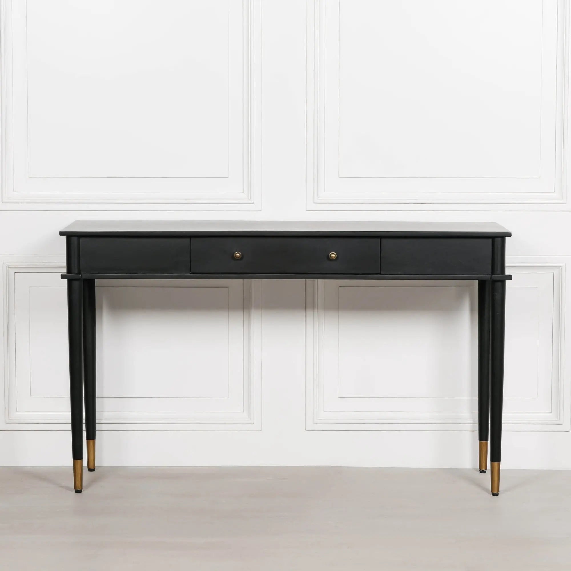Black Painted Console Table – Handcrafted White Cedar Console with Brass Detailing   Nicholas John Interiors