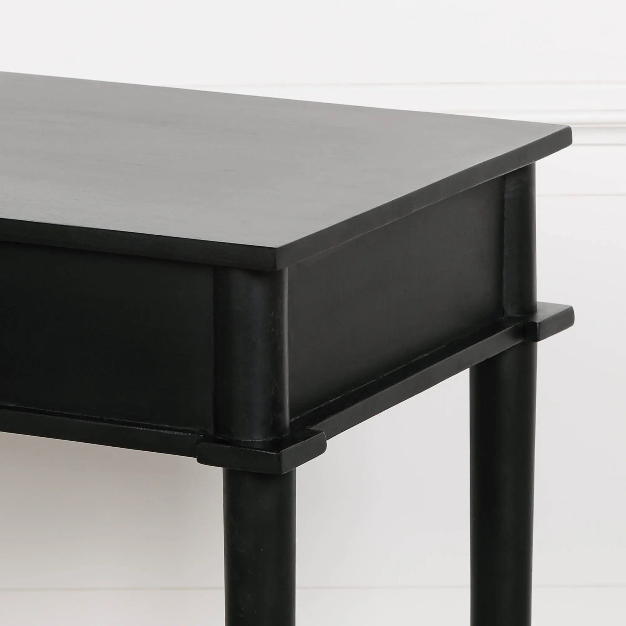 Black Painted Console Table – Handcrafted White Cedar Console with Brass Detailing   Nicholas John Interiors
