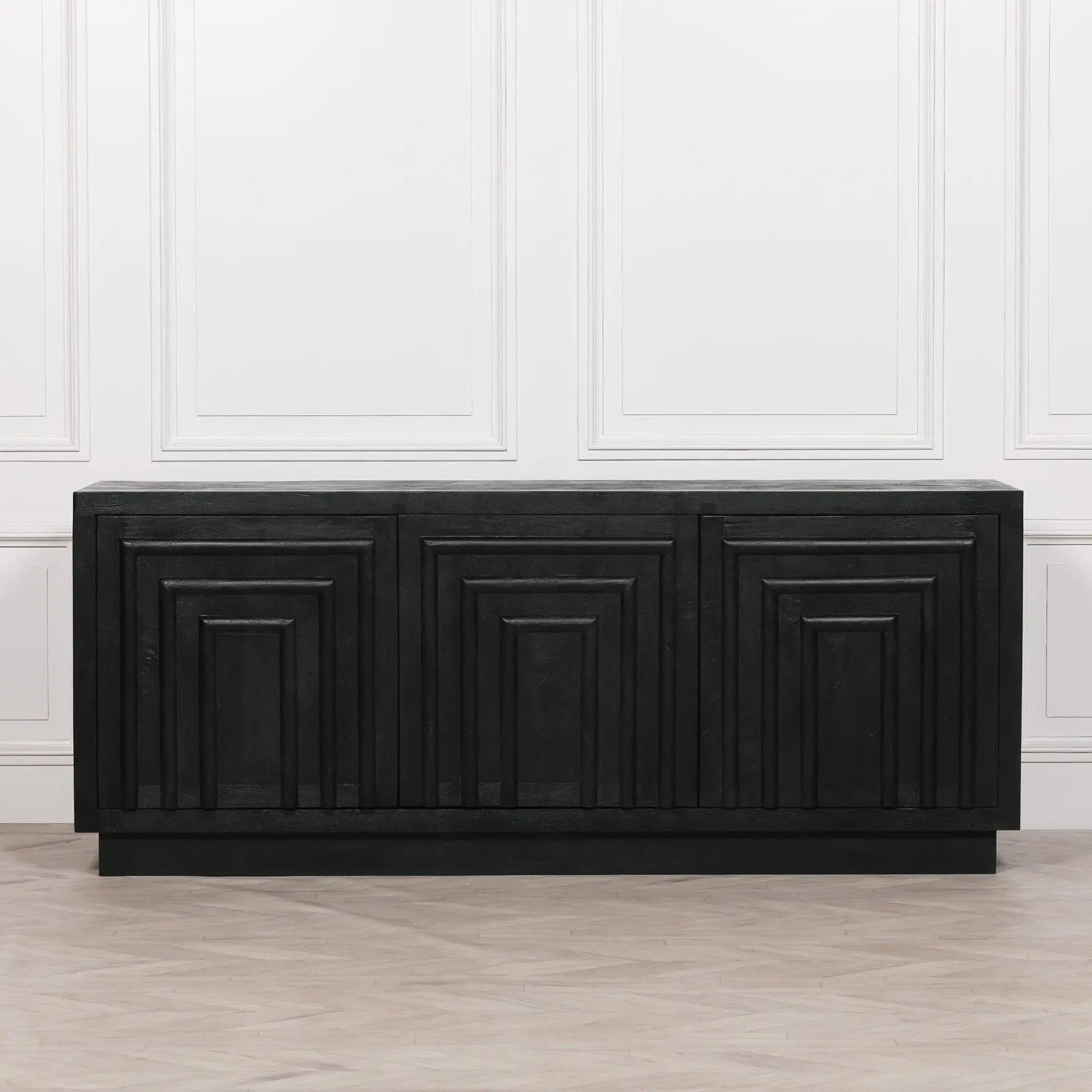 Black Wooden Contemporary Sideboard   Nicholas John Interiors