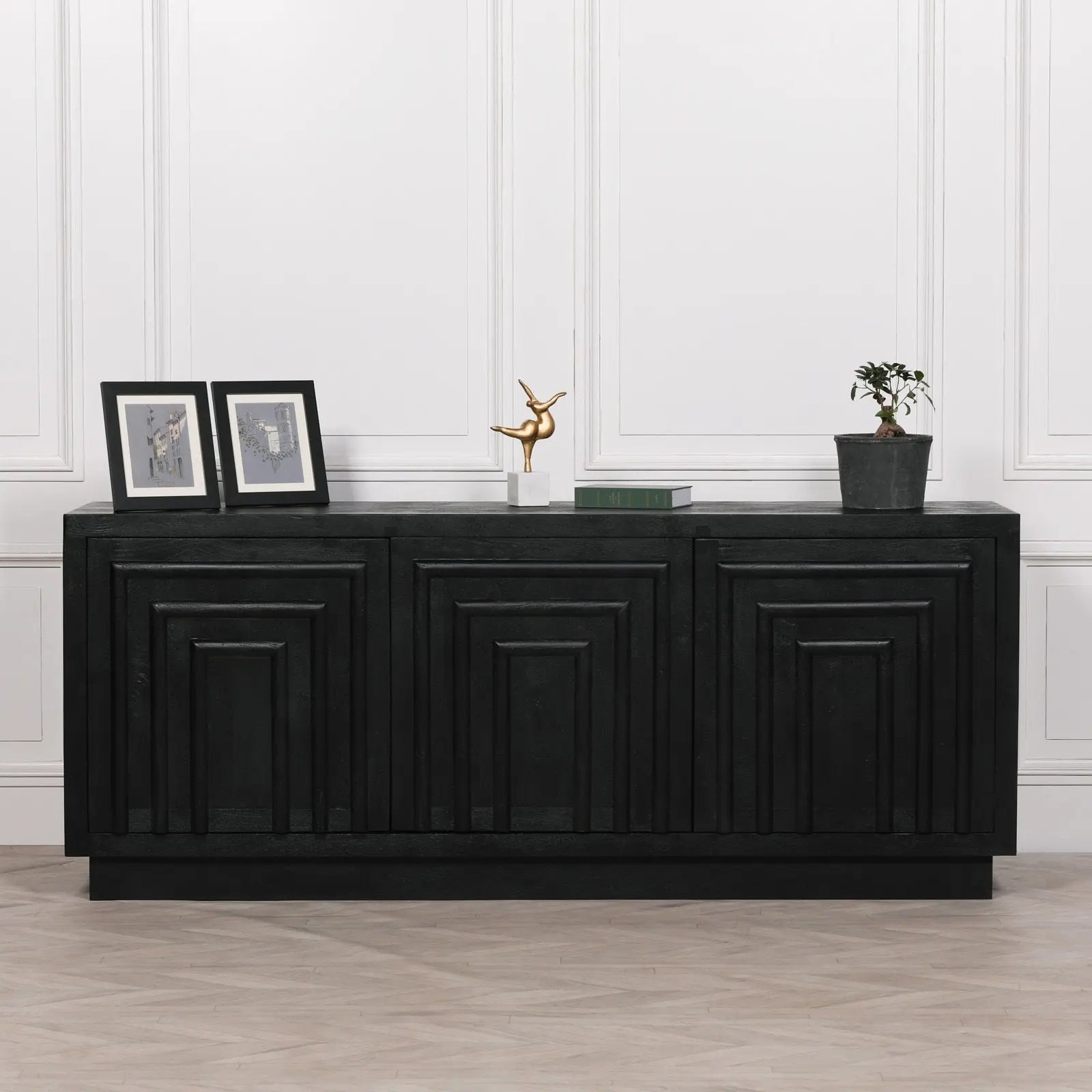 Black Wooden Contemporary Sideboard   Nicholas John Interiors