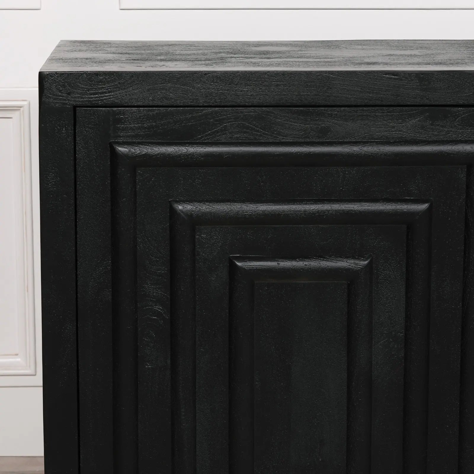 Black Wooden Contemporary Sideboard   Nicholas John Interiors