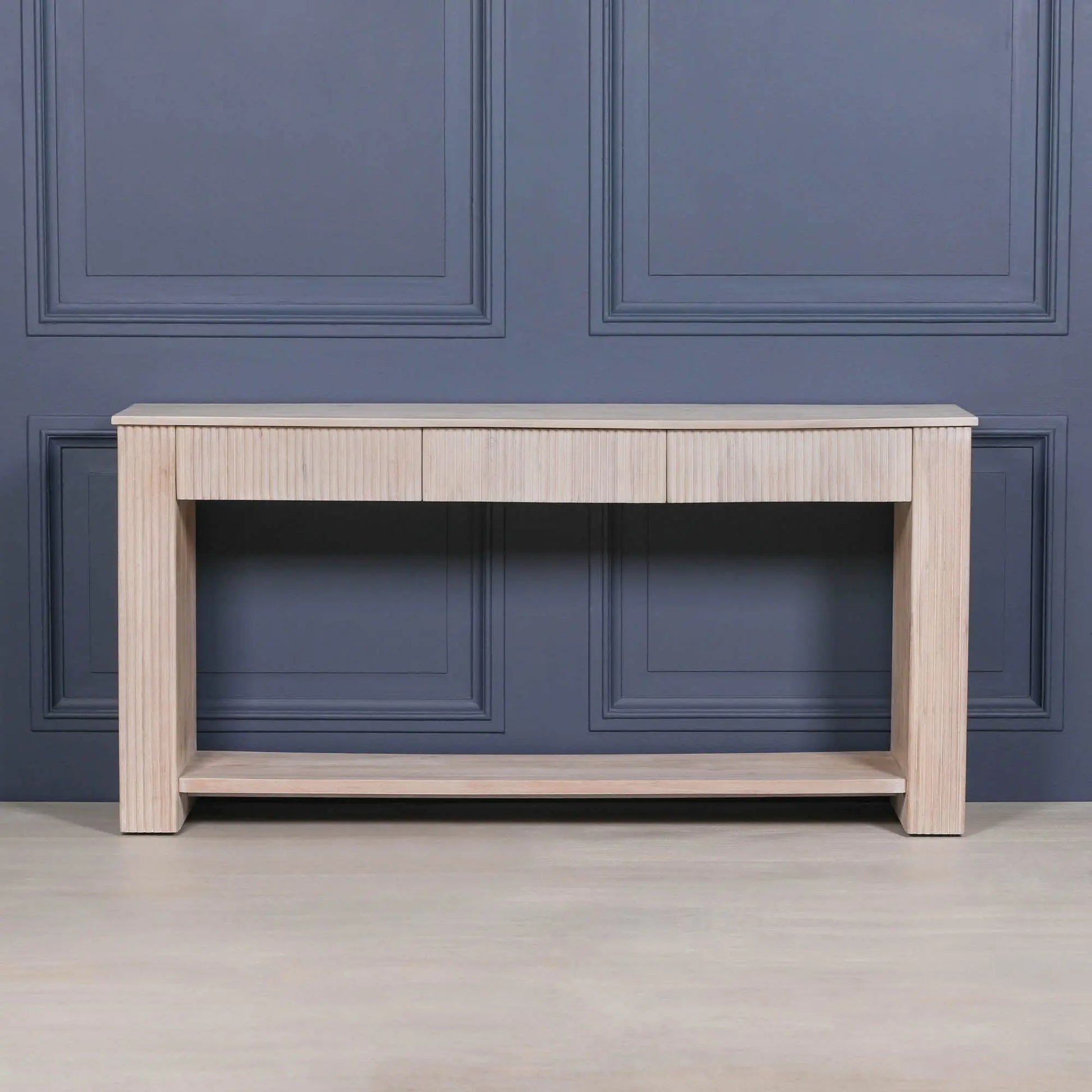 Blanche Acacia Fluted Console Table   Nicholas John Interiors