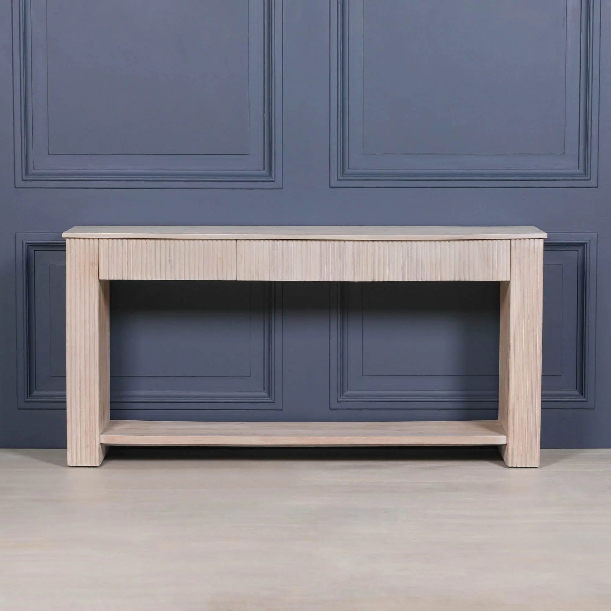 Blanche Acacia Fluted Console Table   Nicholas John Interiors