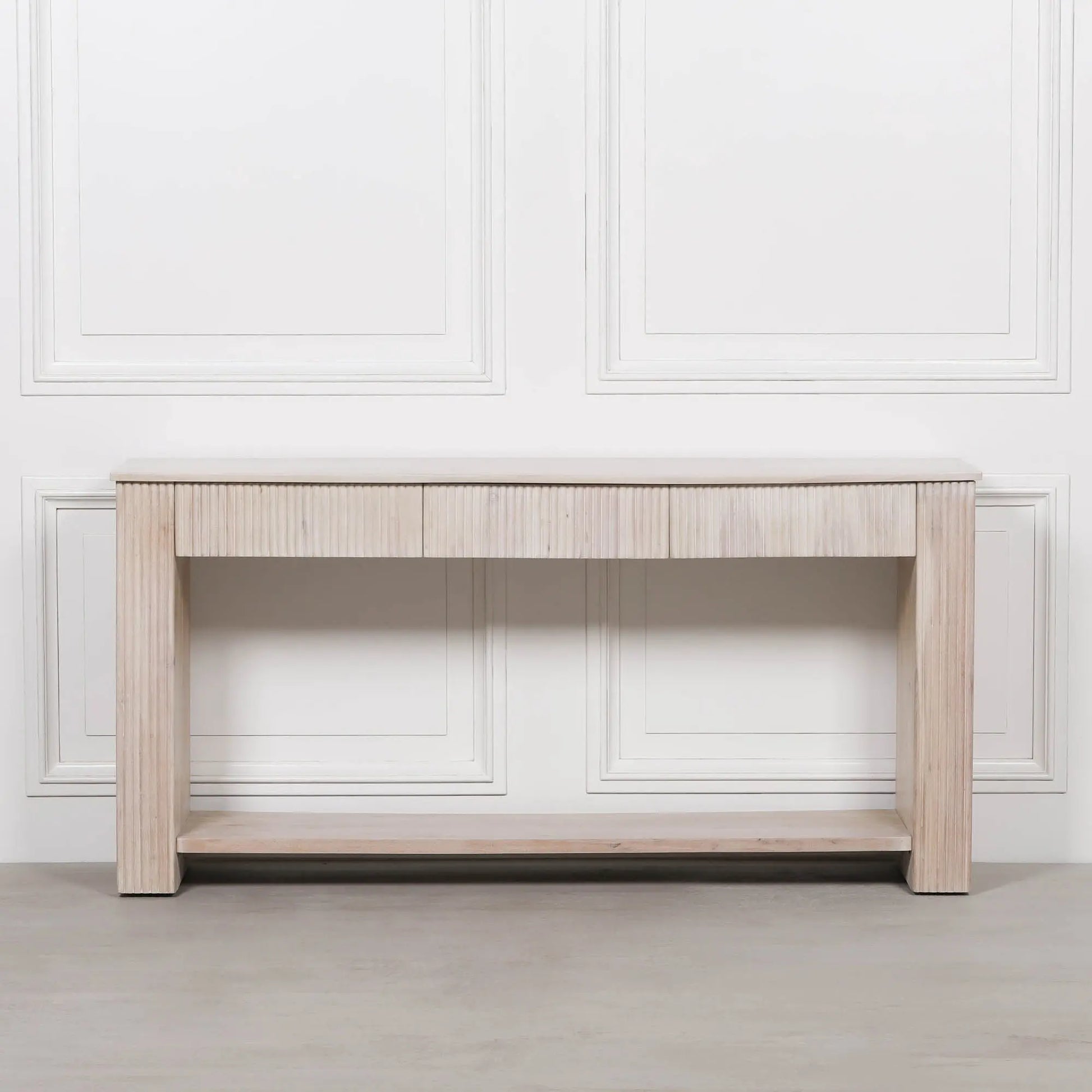Blanche Acacia Fluted Console Table   Nicholas John Interiors