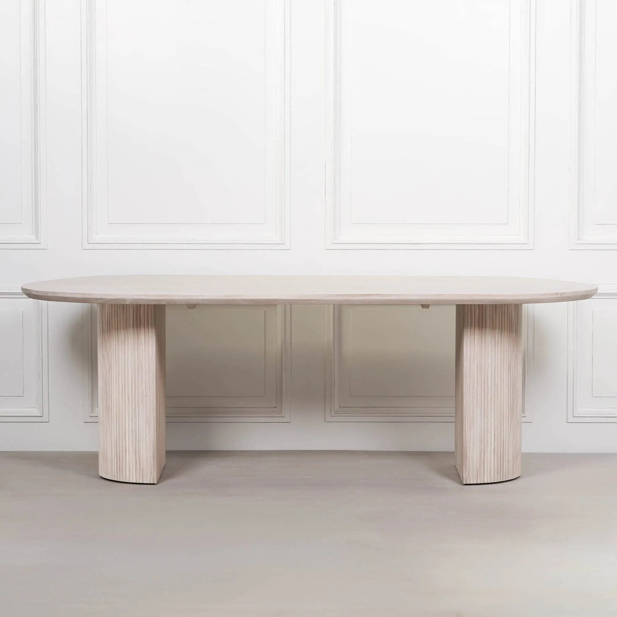 Blanche Acacia Fluted Oval Dining Table   Nicholas John Interiors
