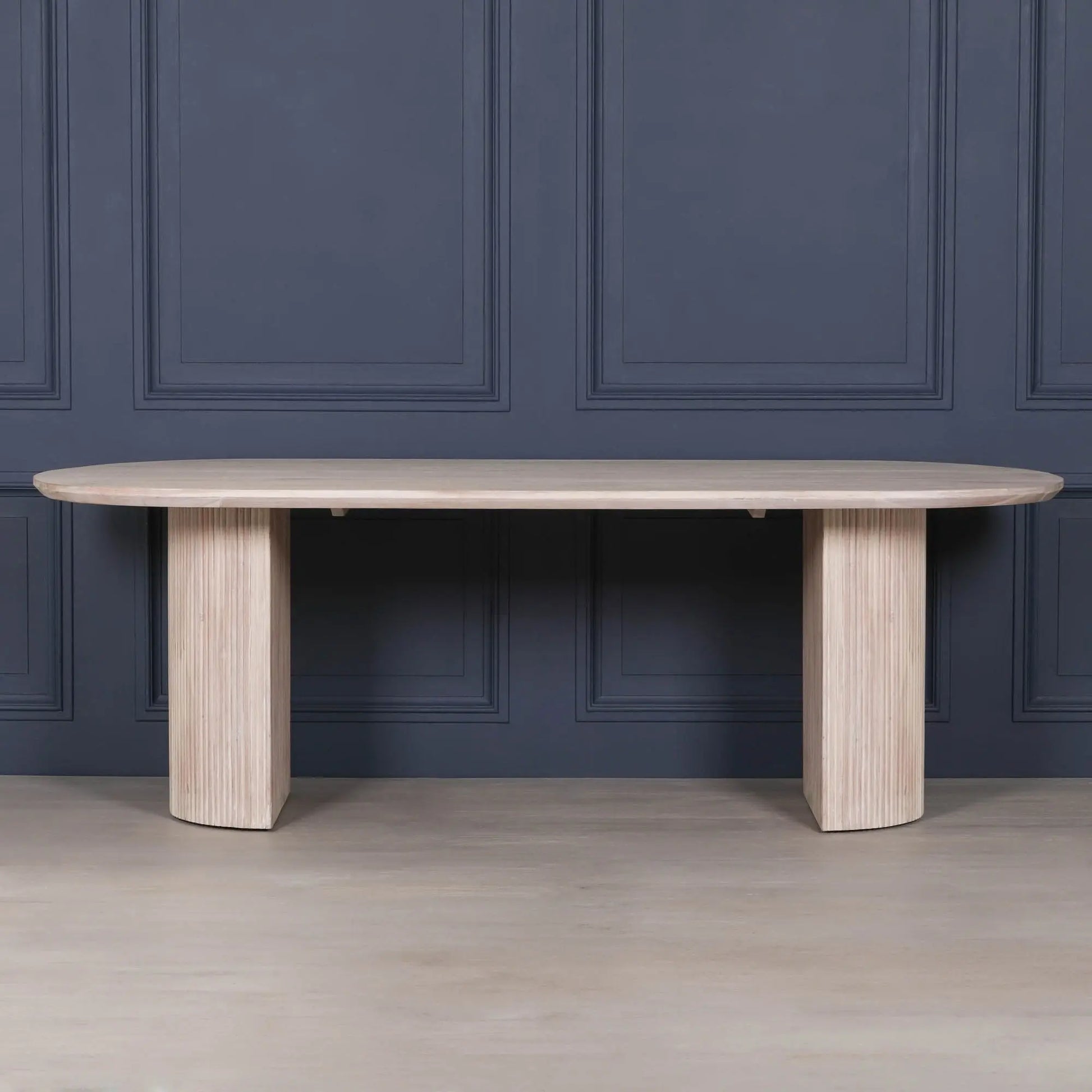 Blanche Acacia Fluted Oval Dining Table   Nicholas John Interiors