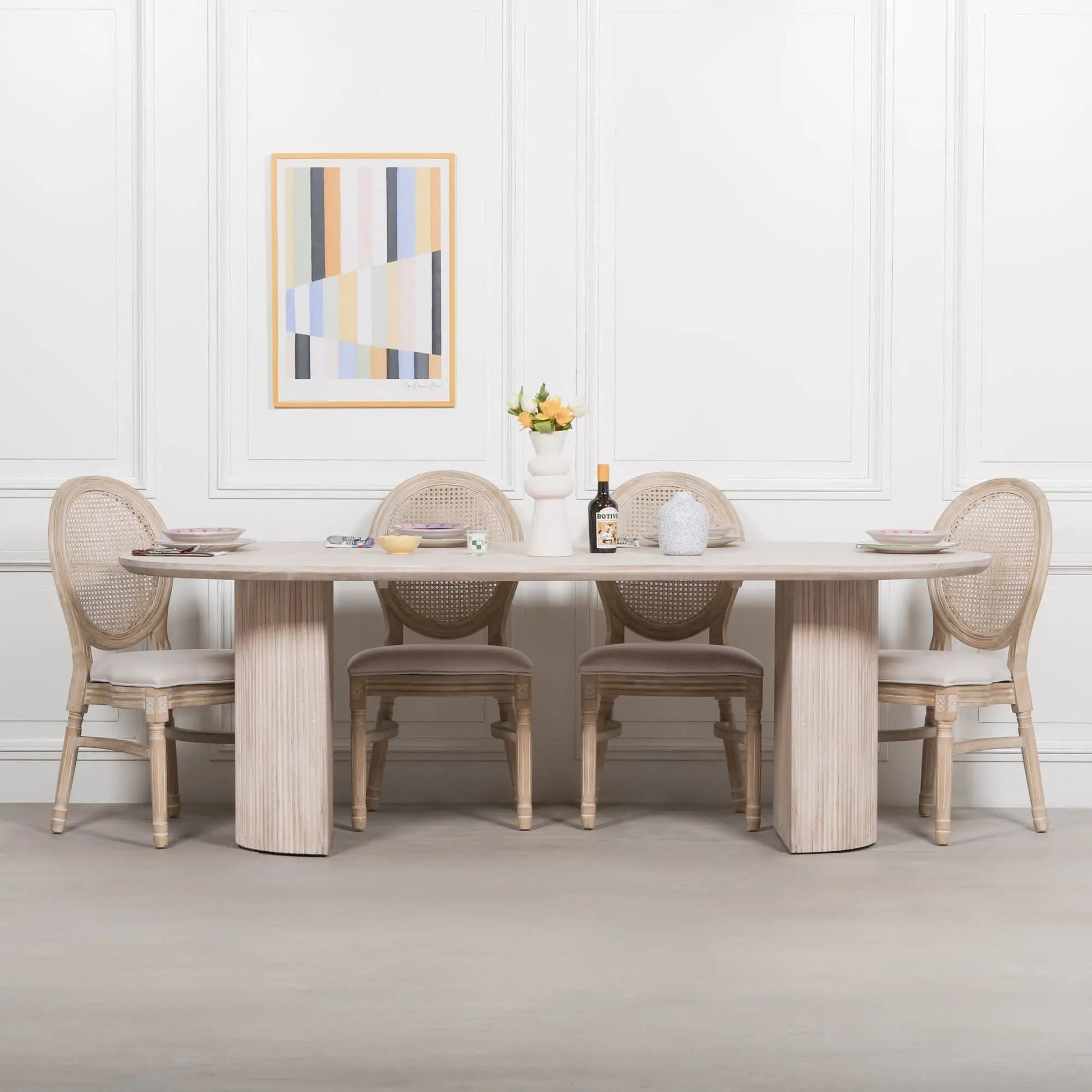Blanche Acacia Fluted Oval Dining Table   Nicholas John Interiors