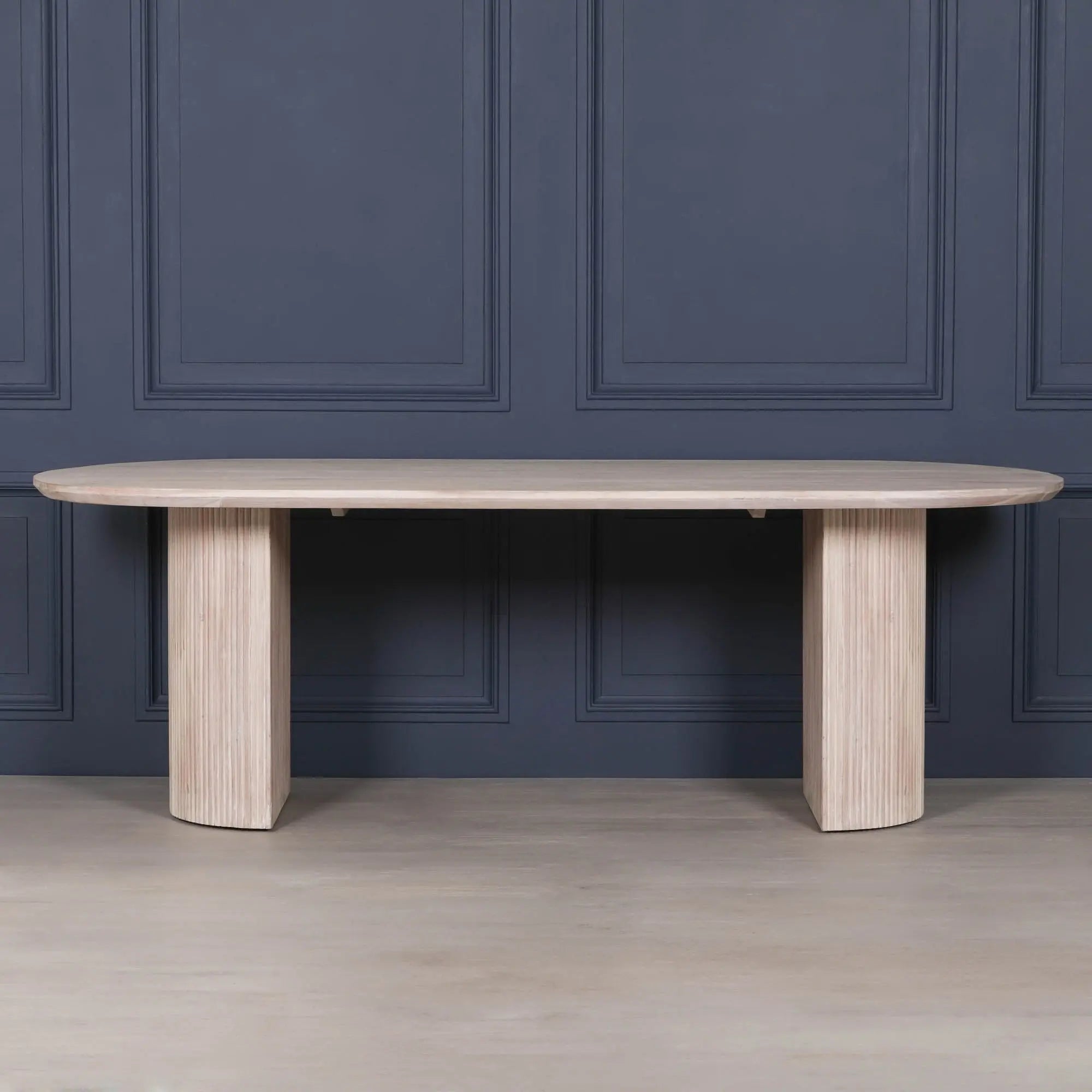 Blanche Acacia Fluted Oval Dining Table   Nicholas John Interiors