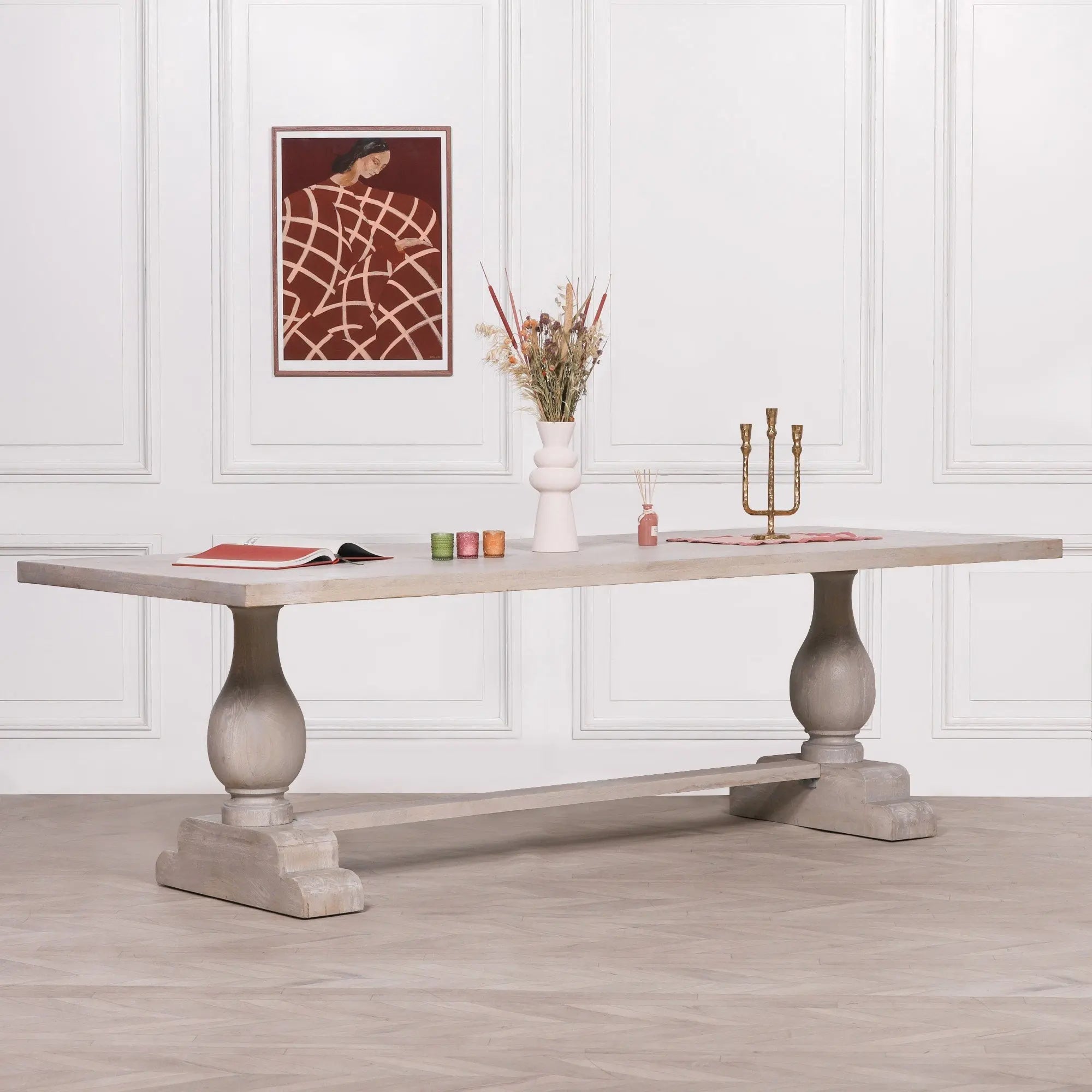 Blanche Wood Rustic Rectangular Dining Table 260cm   Nicholas John Interiors