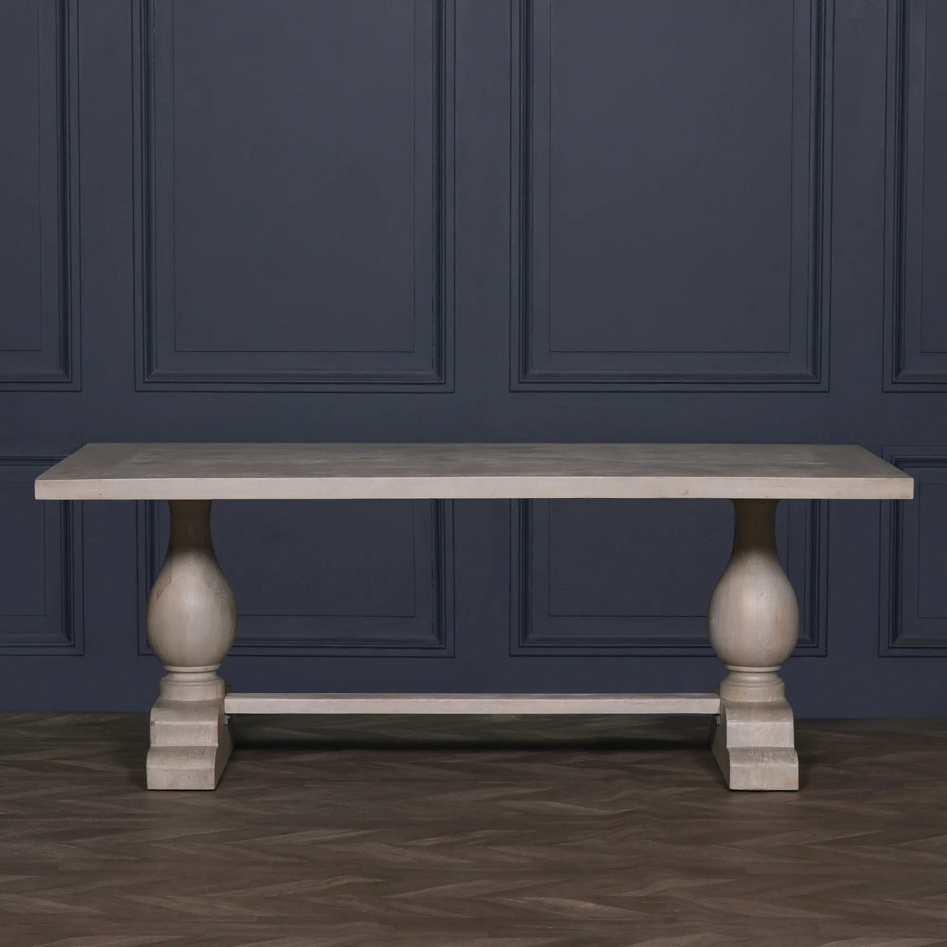 Blanche Wood Rustic Washed Rectangular Dining Table 210cm   Nicholas John Interiors