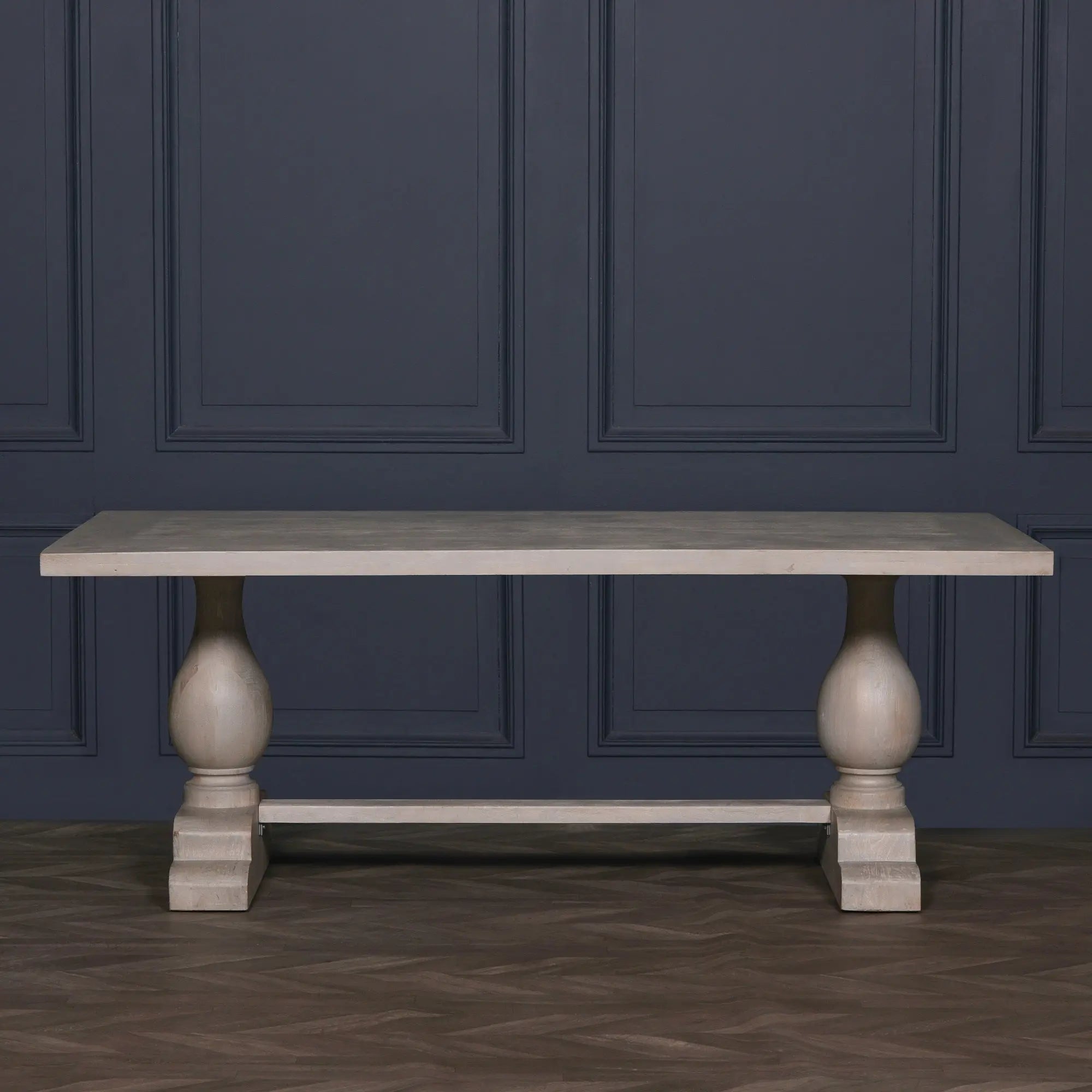 Blanche Wood Rustic Washed Rectangular Dining Table 210cm   Nicholas John Interiors