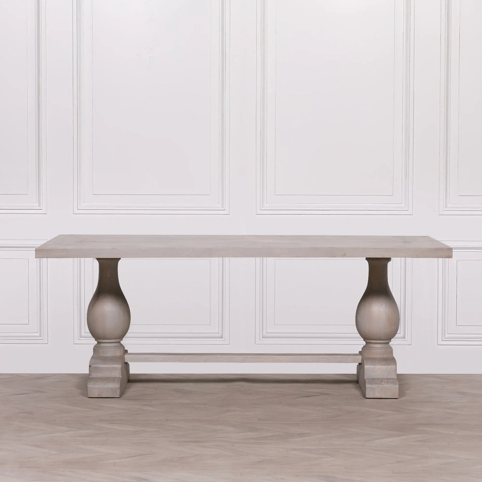 Blanche Wood Rustic Washed Rectangular Dining Table 210cm   Nicholas John Interiors