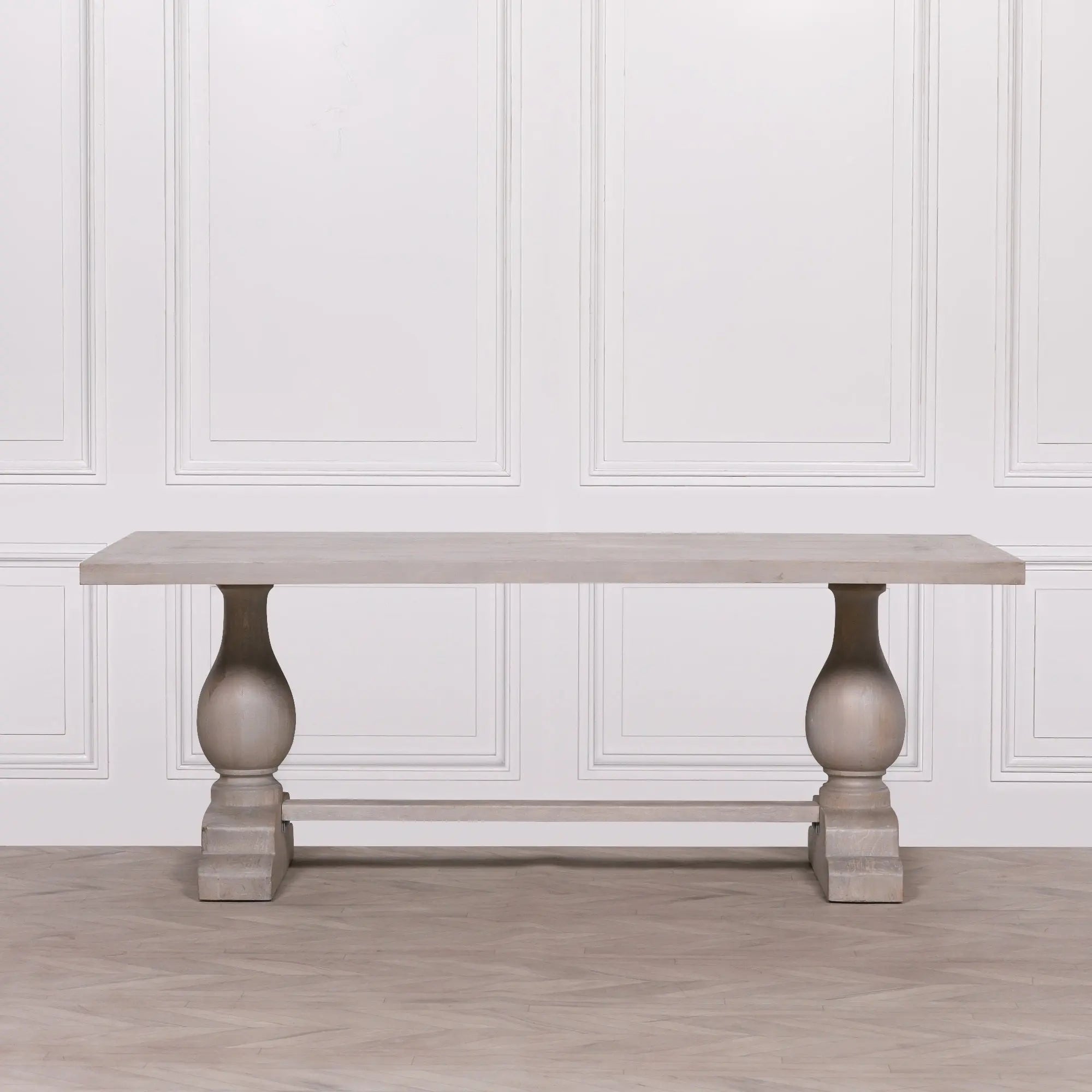 Blanche Wood Rustic Washed Rectangular Dining Table 210cm   Nicholas John Interiors